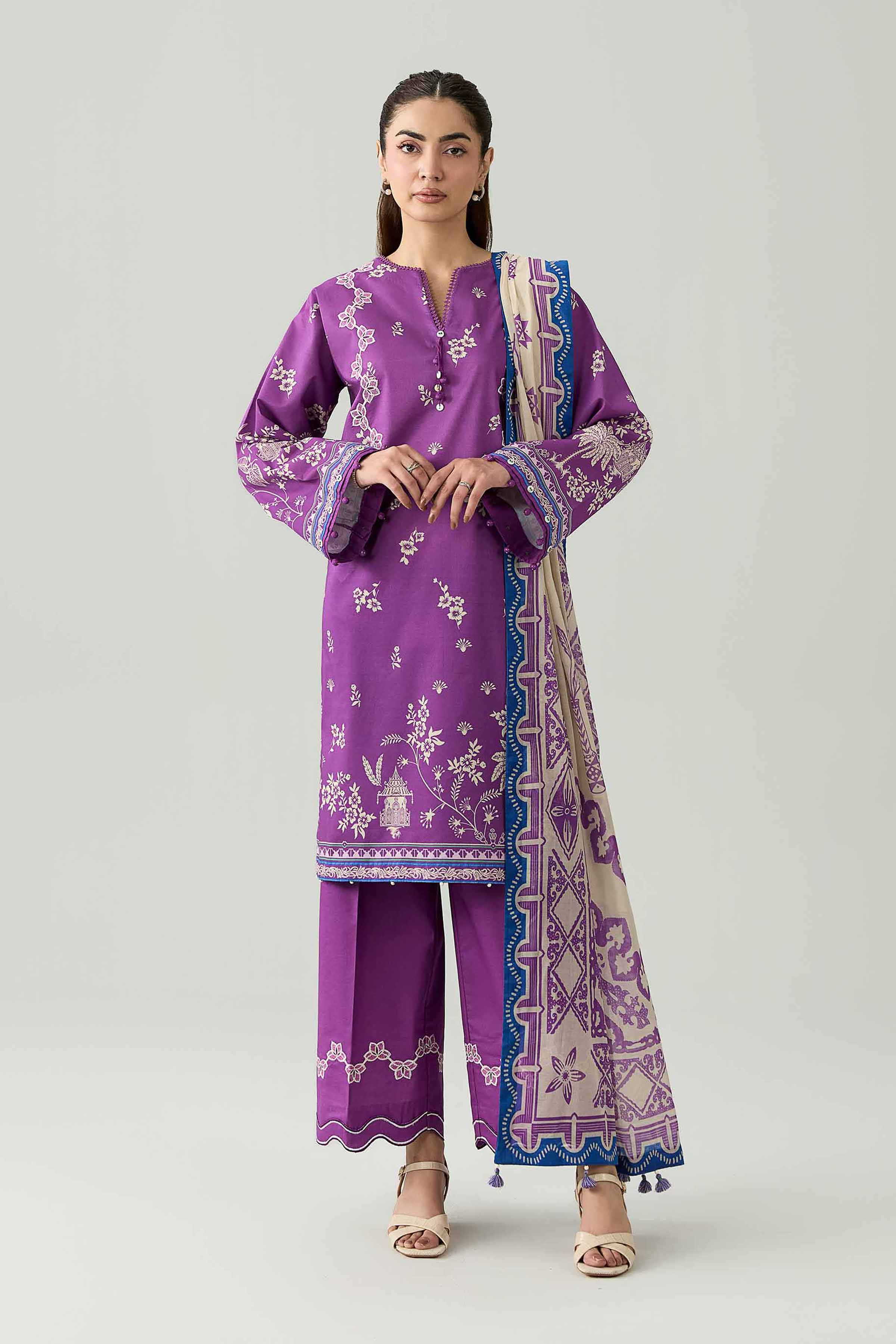 3 Piece - Digital Printed Embroidered Suit - 42602101 for Women - Unstitched Collection | Shop Online
