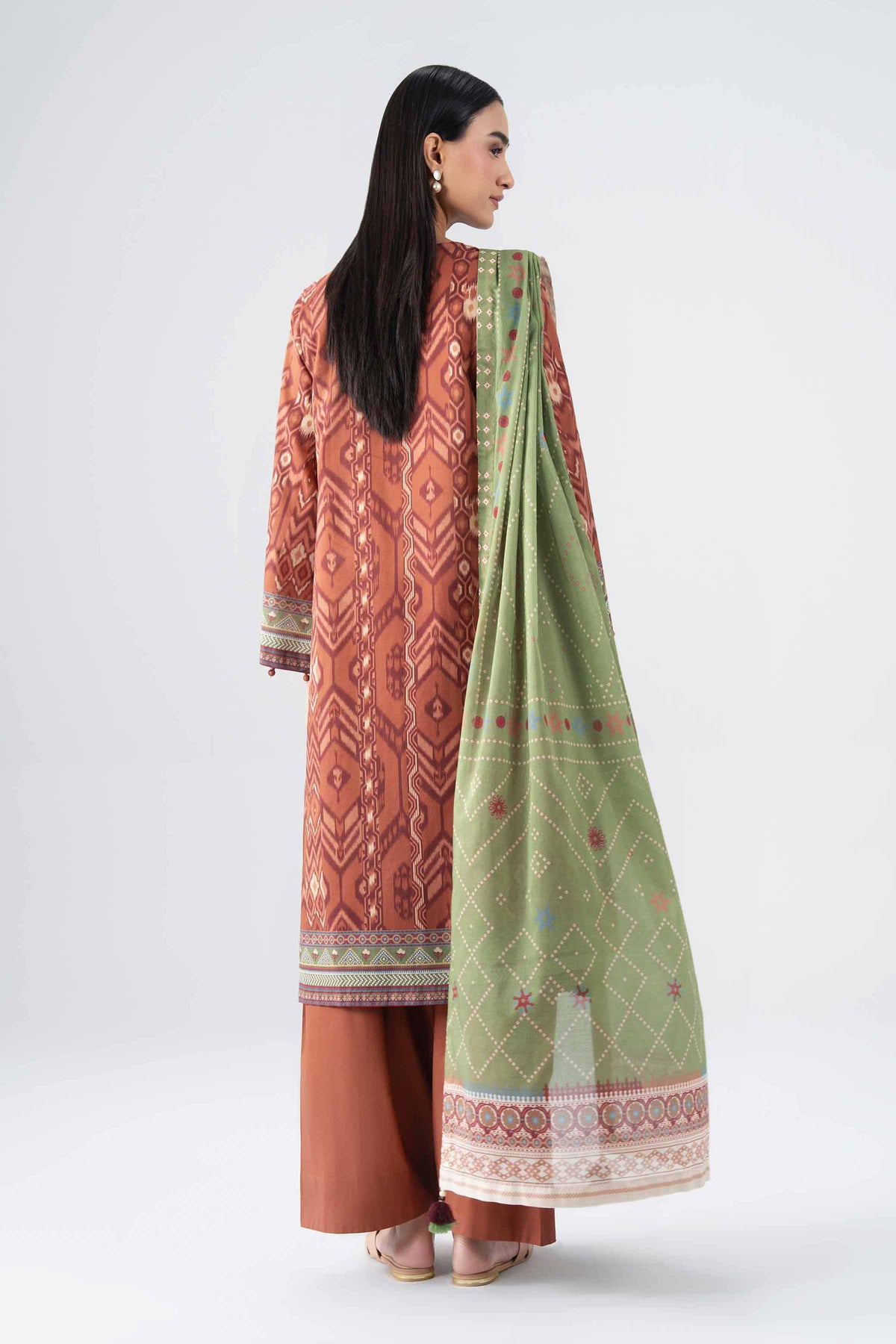 NISHAT UAE 2Pc Printed Unstitched Women Brown Lawn Suit