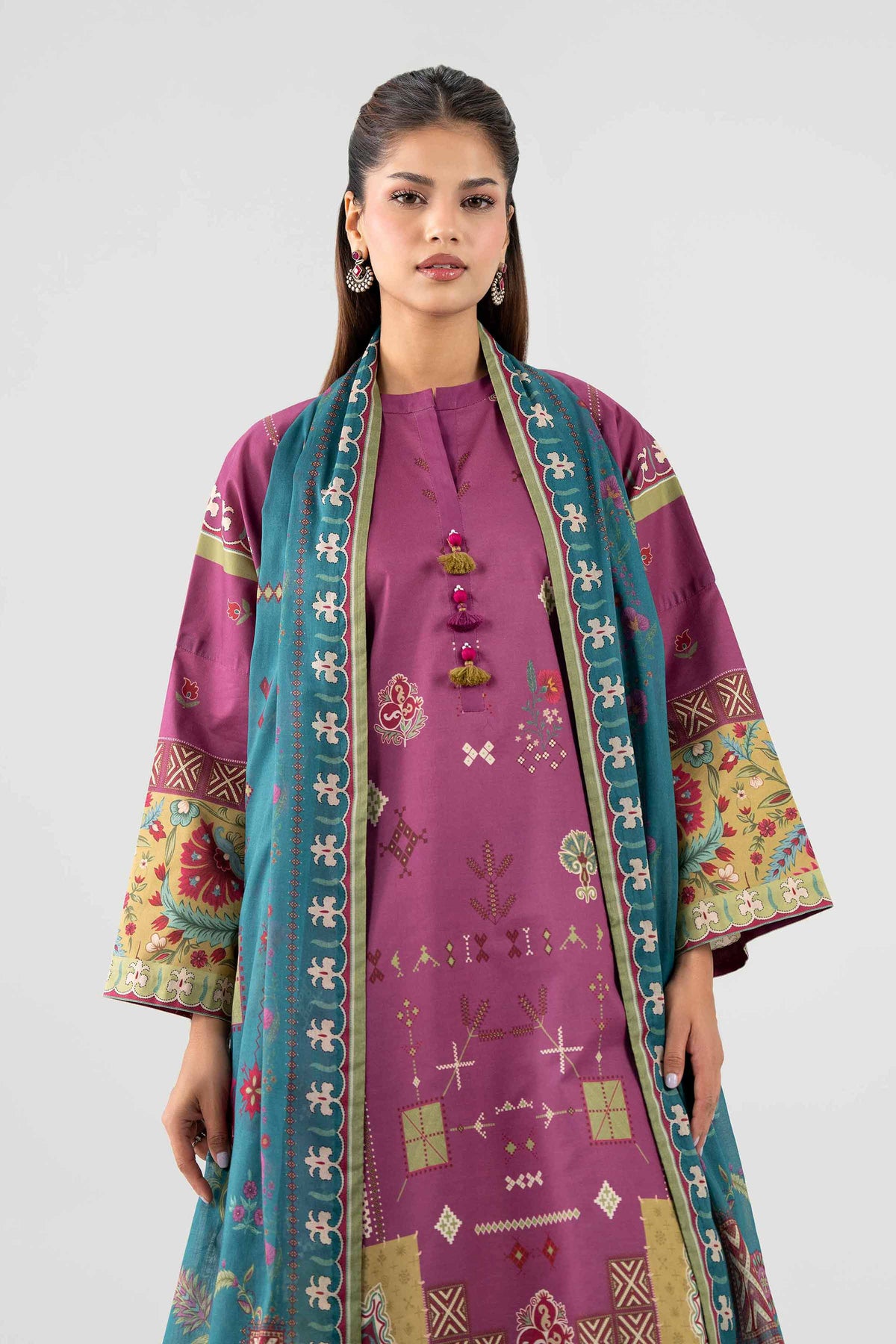NISHAT UAE 2Pc Printed Unstitched Women Purple Lawn Suit