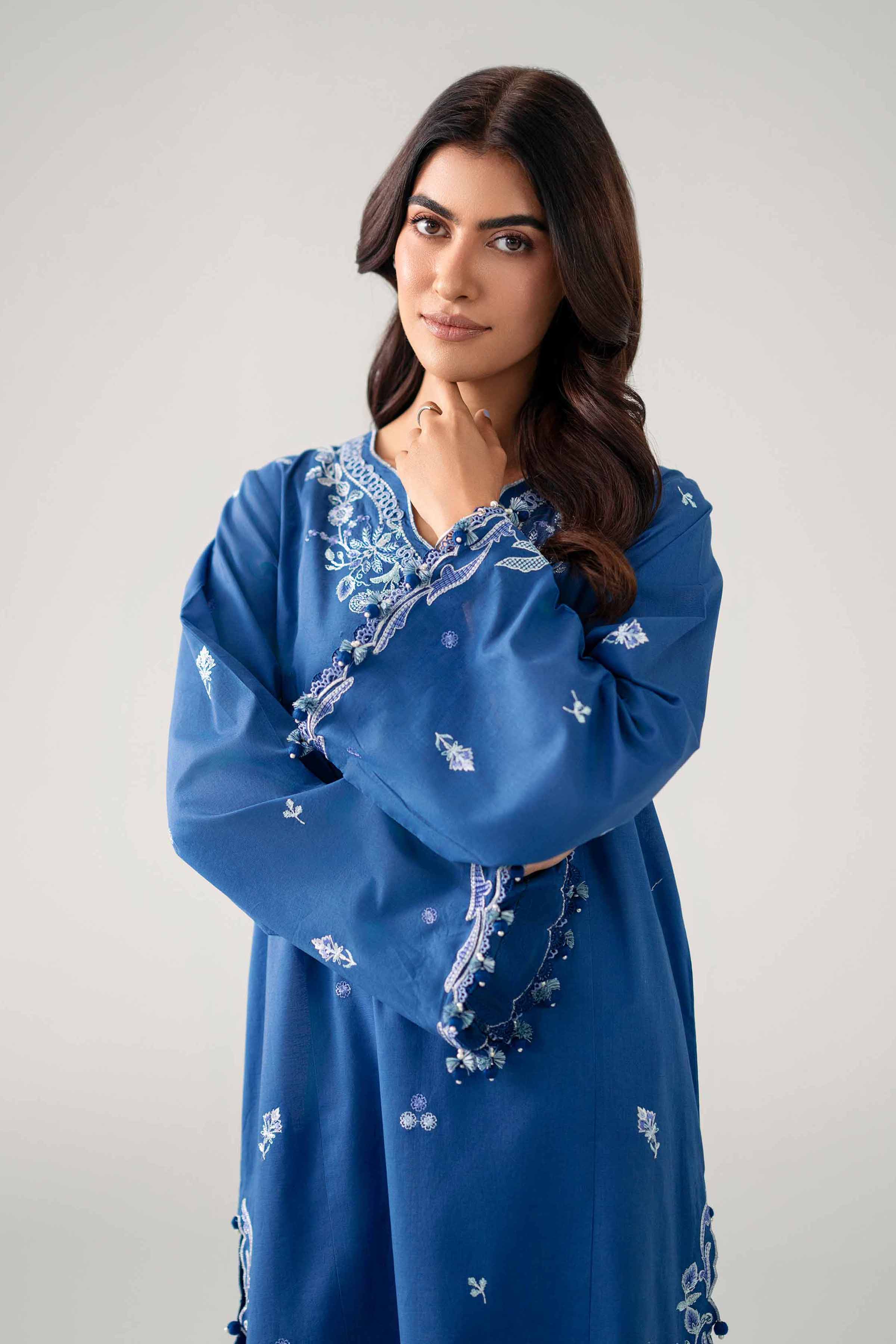 NISHAT UAE 2Pc Embroidered Unstitched Women Blue Lawn Suit