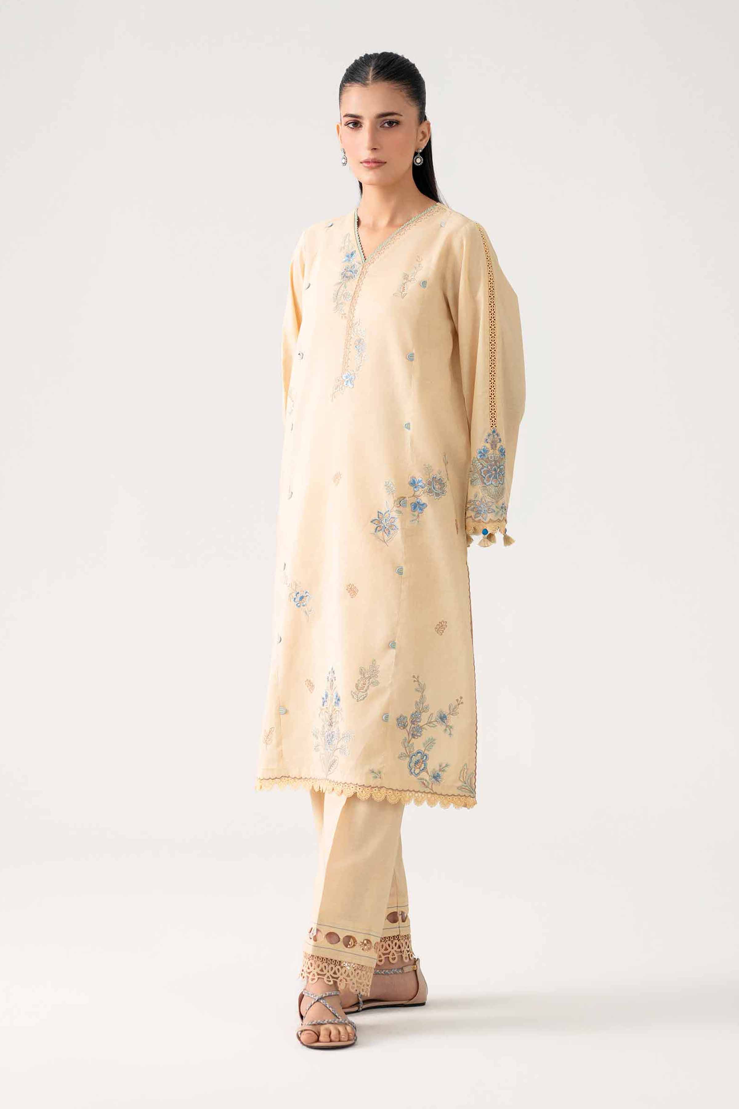 NISHAT UAE 2Pc Embroidered Unstitched Women Yellow Lawn Suit