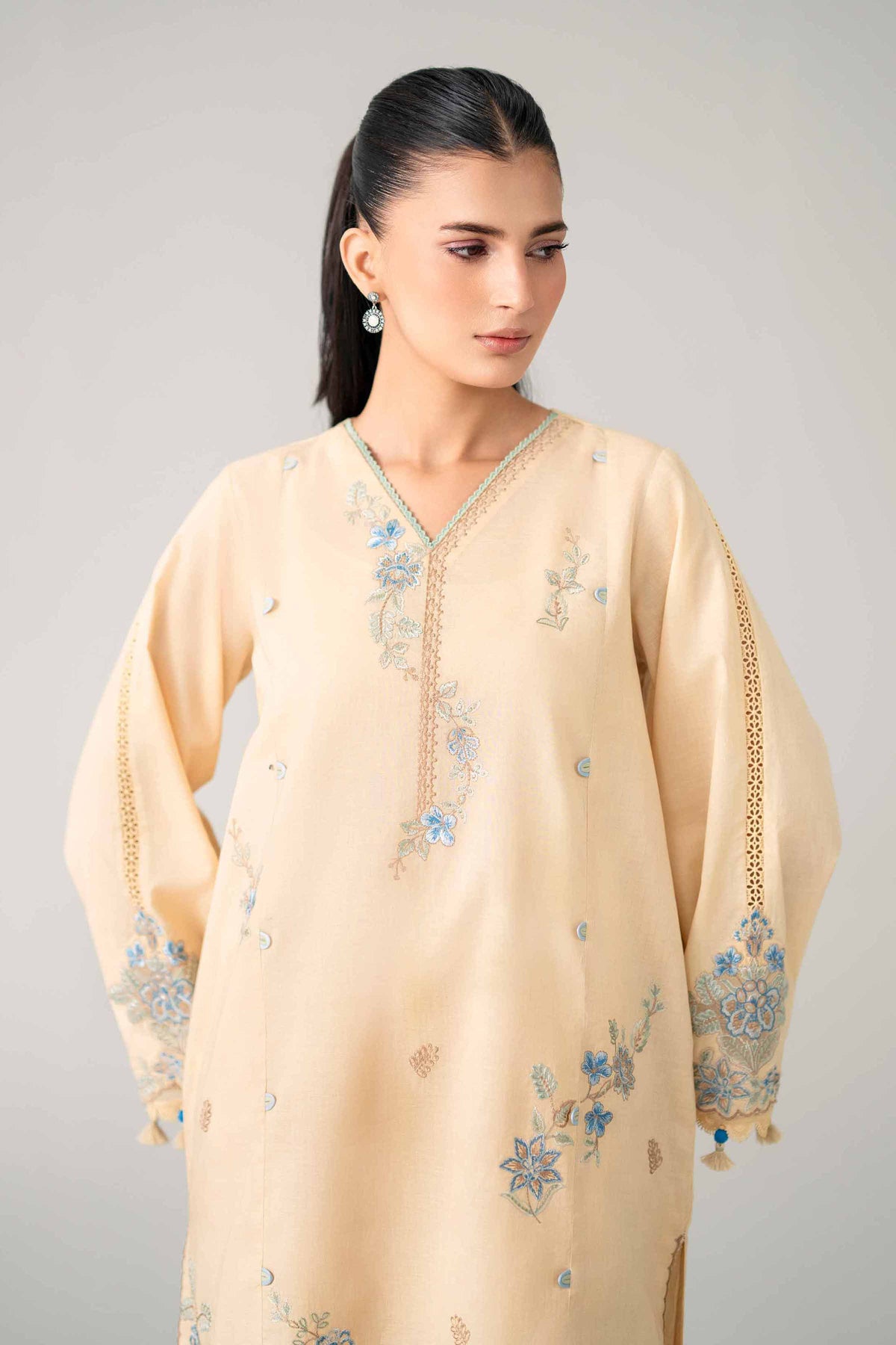 NISHAT UAE 2Pc Embroidered Unstitched Women Yellow Lawn Suit