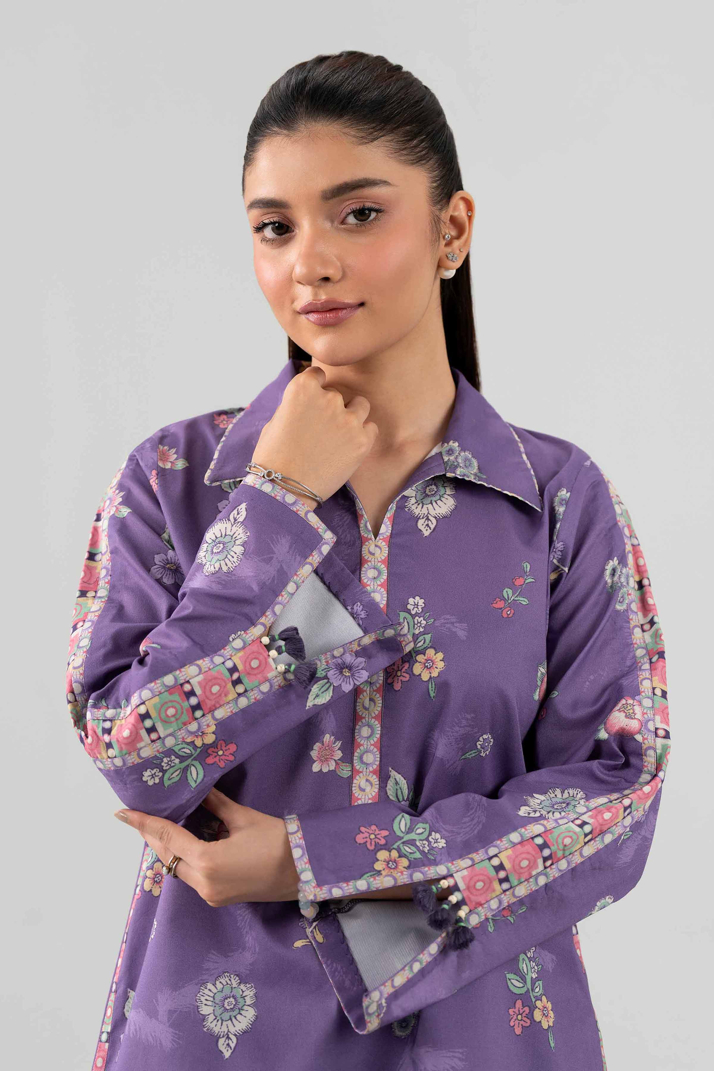 NISHAT UAE 2Pc Printed Unstitched Women Purple Lawn Suit