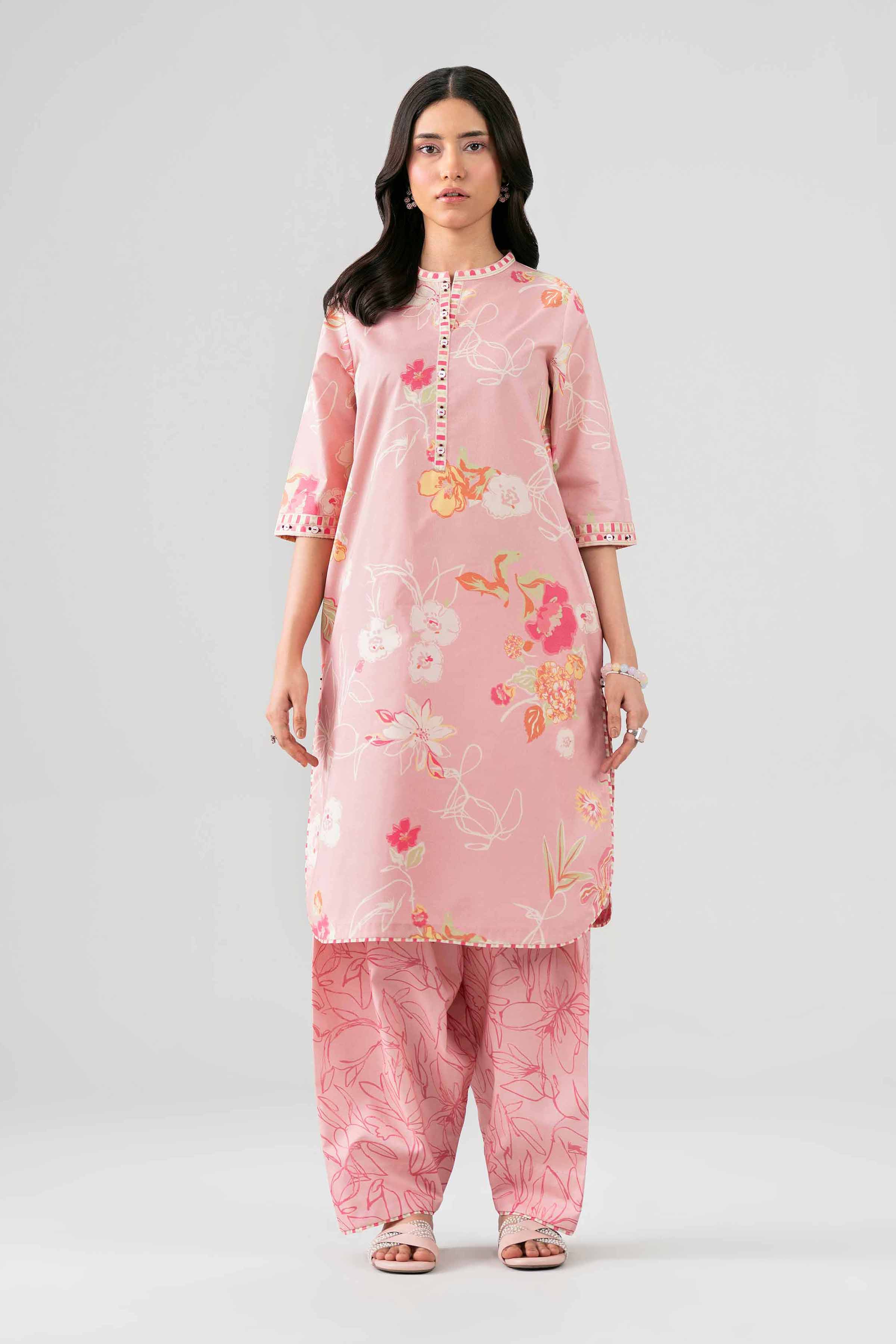 NISHAT UAE 2Pc Printed Unstitched Women Pink Lawn Suit