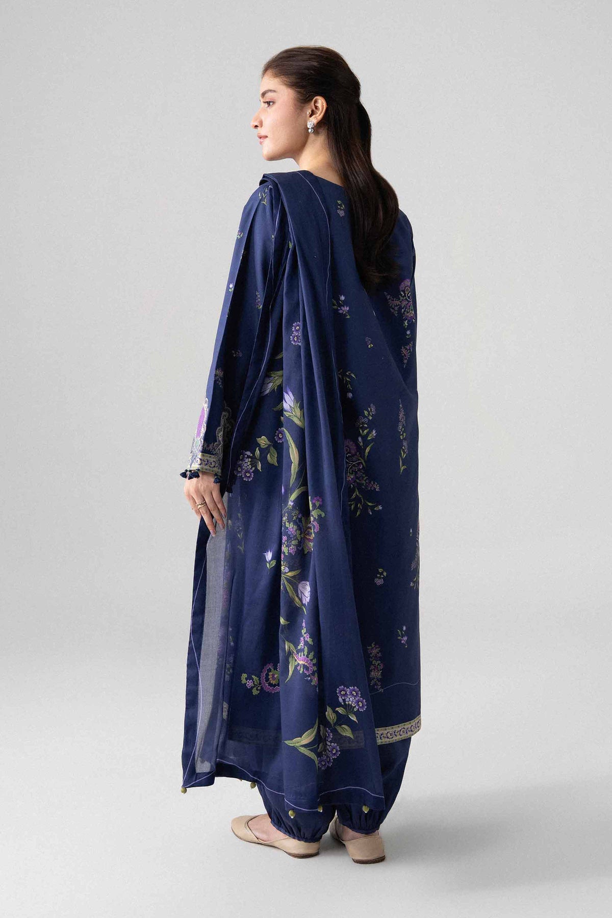 NISHAT UAE 3Pc Printed Unstitched Women Blue Lawn Suit