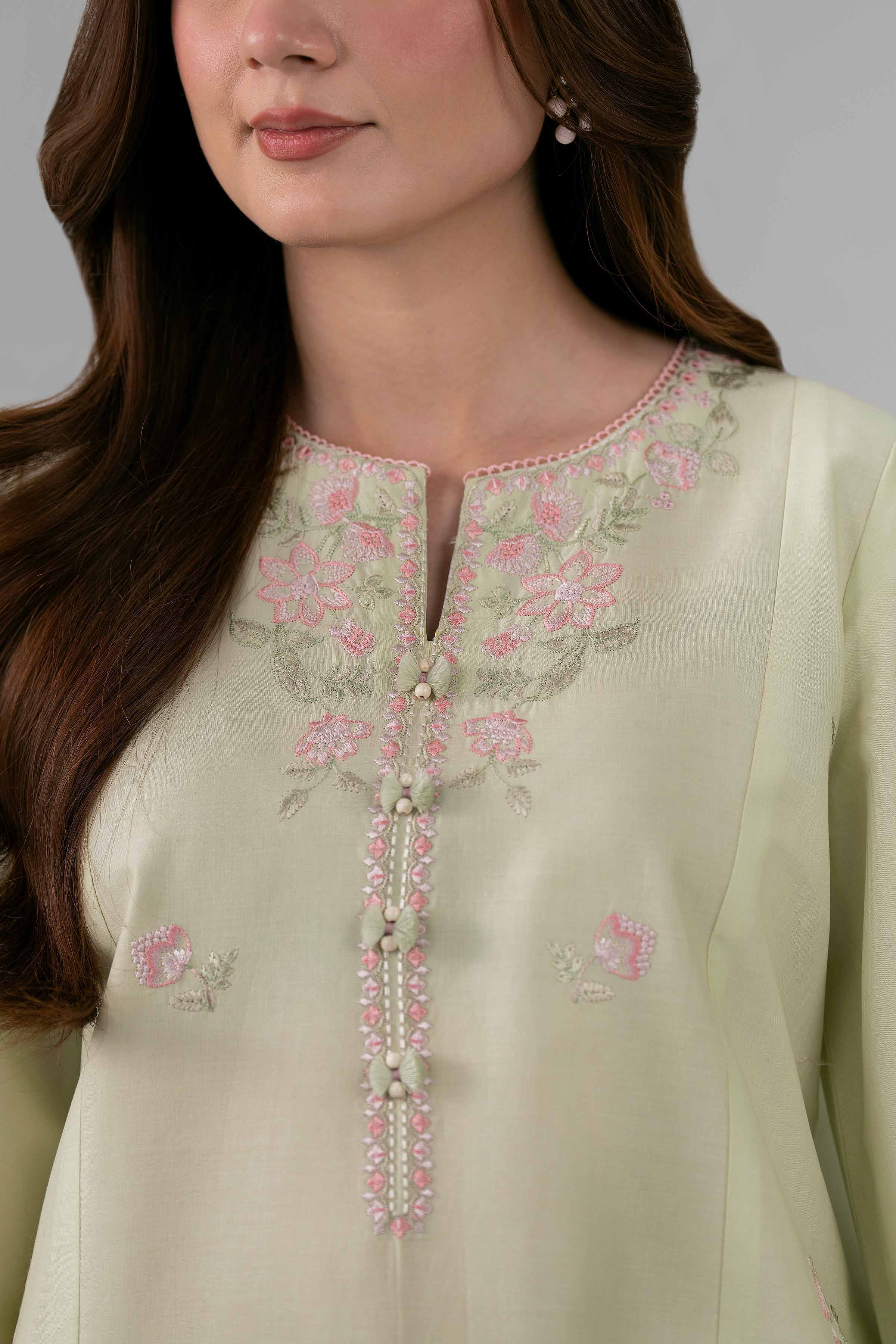 NISHAT UAE 3Pc Embroidered Unstitched Women Beige Lawn Suit