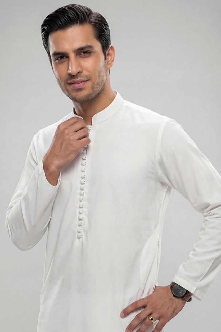2 Piece - Naqsh Suit - 42608006 White Palm 2PC Non-Embroidered