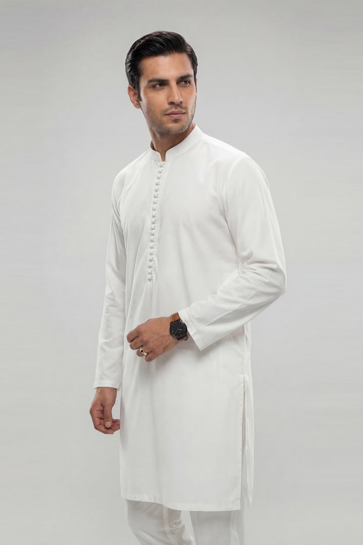 2 Piece - Naqsh Suit - 42608006 White Palm 2PC Non-Embroidered