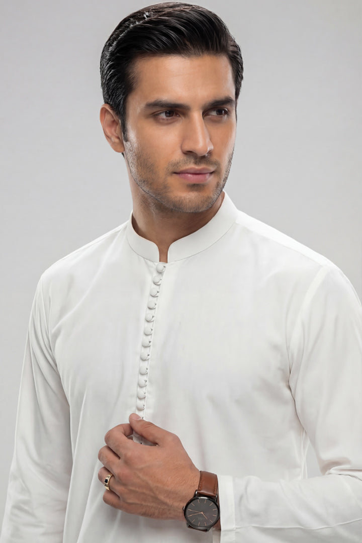 2 Piece - Naqsh Suit - 42608006 White Palm 2PC Non-Embroidered
