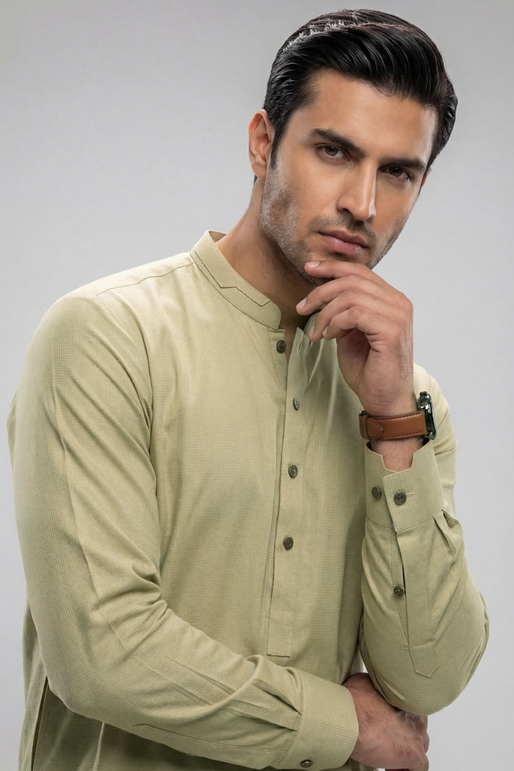 2 Piece - Naqsh Suit - 42608011 Moss Green Alstonia 2PC Non-Embroidered