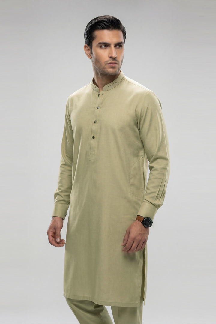 2 Piece - Naqsh Suit - 42608011 Moss Green Alstonia 2PC Non-Embroidered