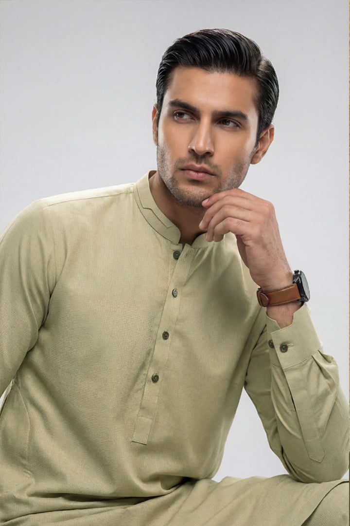 2 Piece - Naqsh Suit - 42608011 Moss Green Alstonia 2PC Non-Embroidered