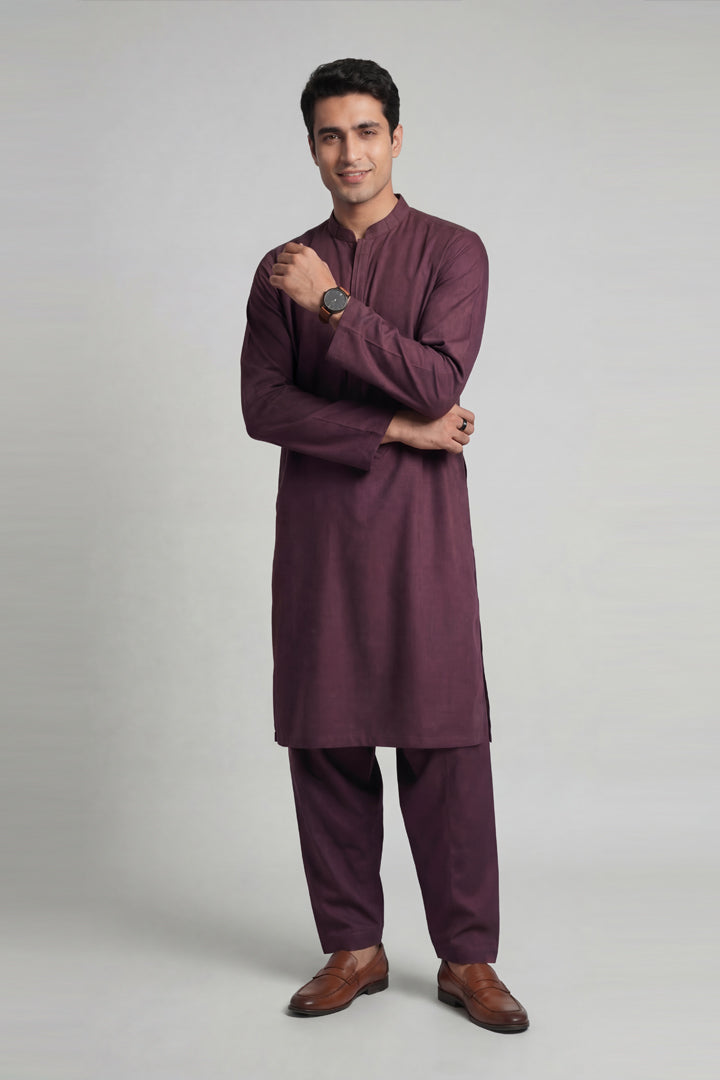 2 Piece - Naqsh Suit - 42608018 Purple Alstonia 2PC Non-Embroidered