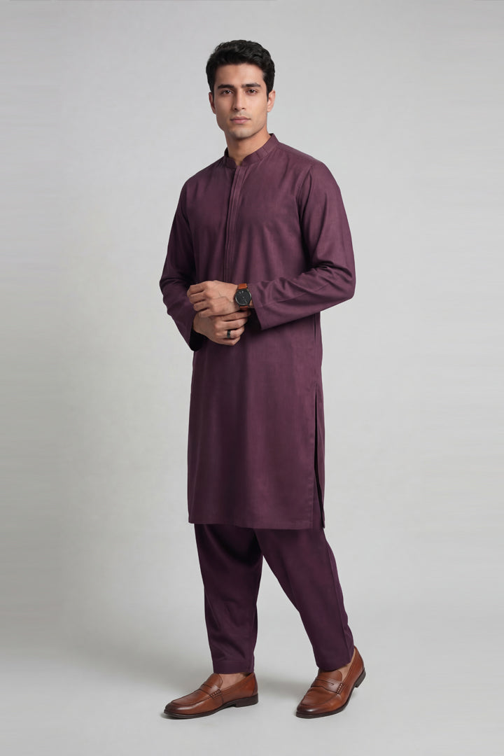 2 Piece - Naqsh Suit - 42608018 Purple Alstonia 2PC Non-Embroidered