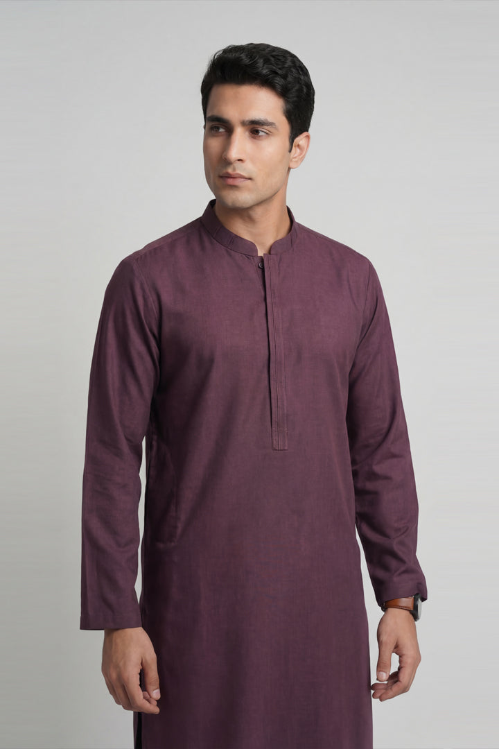 2 Piece - Naqsh Suit - 42608018 Purple Alstonia 2PC Non-Embroidered