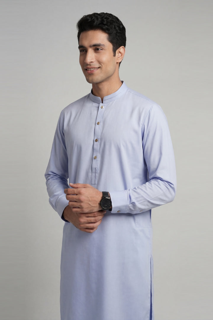 2 Piece - Naqsh Suit With Box - 42608024 Blue Oak 2PC Non-Embroidered