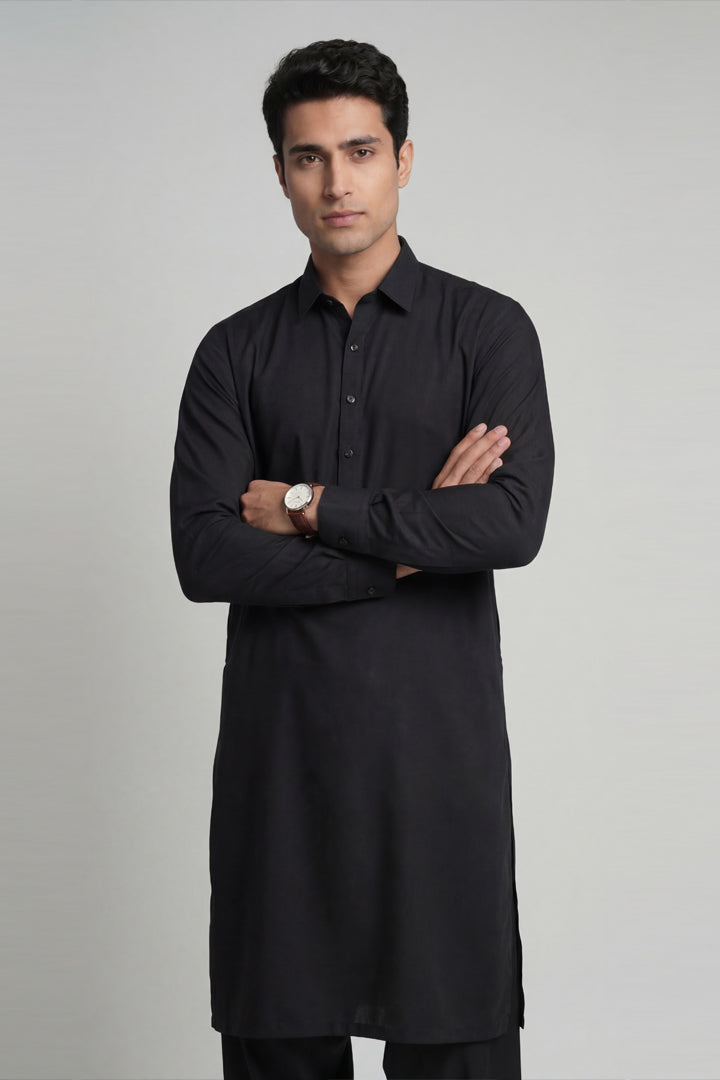2 Piece - Naqsh Suit - 42608027 Black Willow & Pine 2PC Non-Embroidered