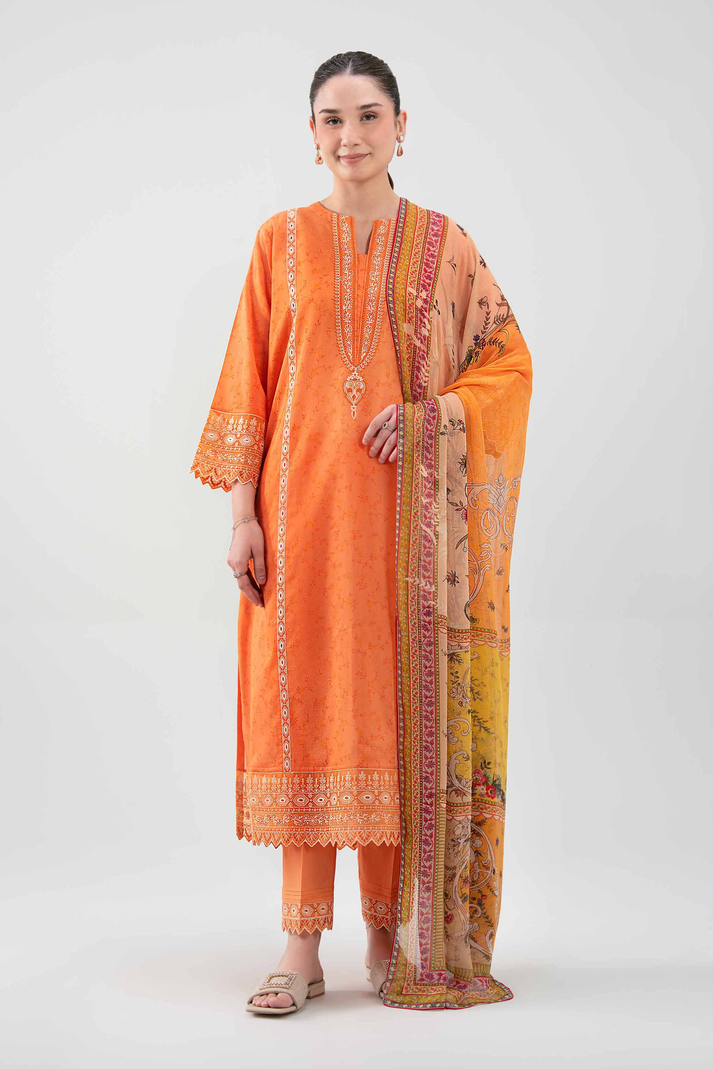 3 Piece - Digital Printed Embroidered Suit - 42619519