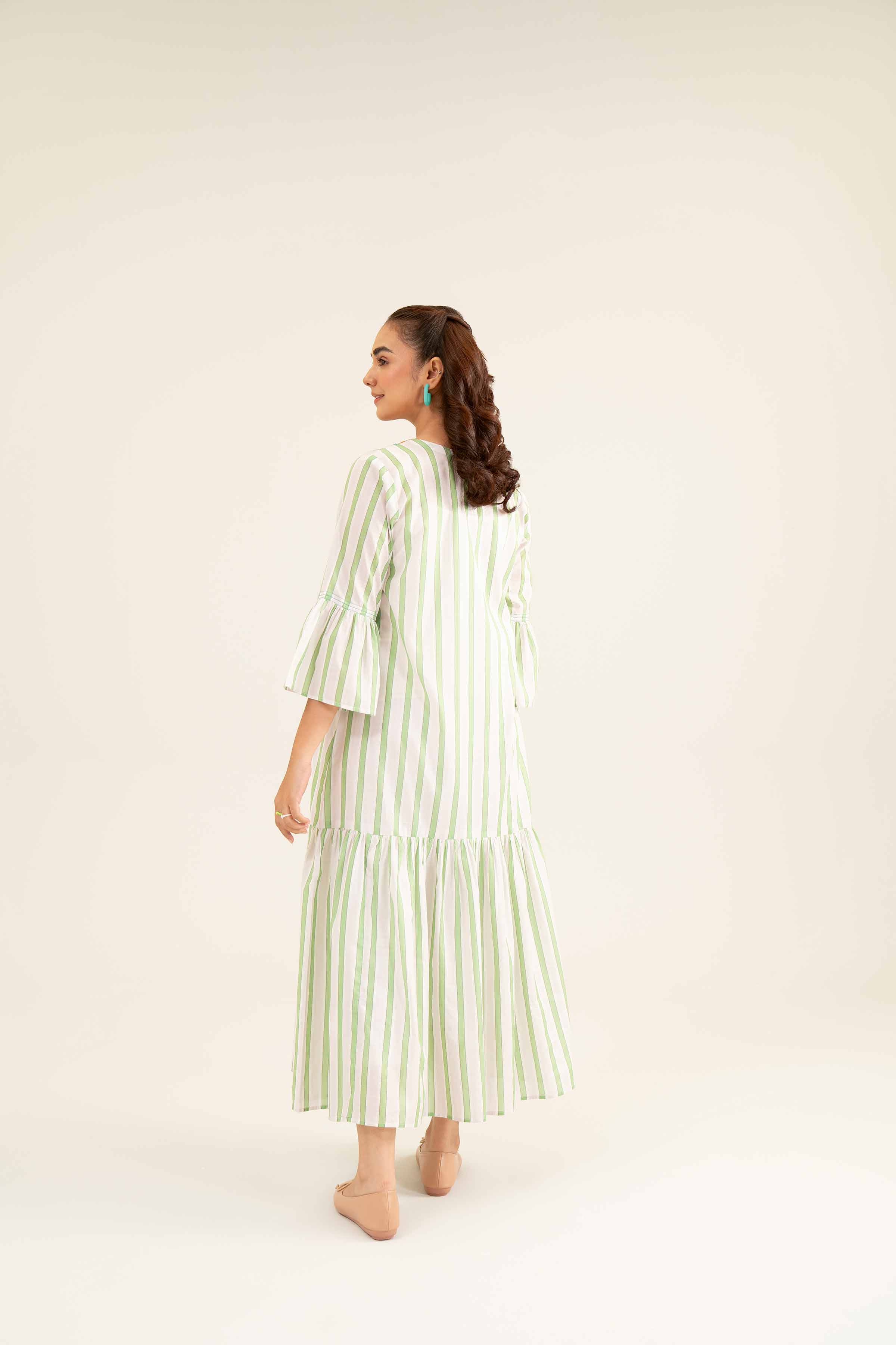 Printed Embroidered Dress- AS24-94