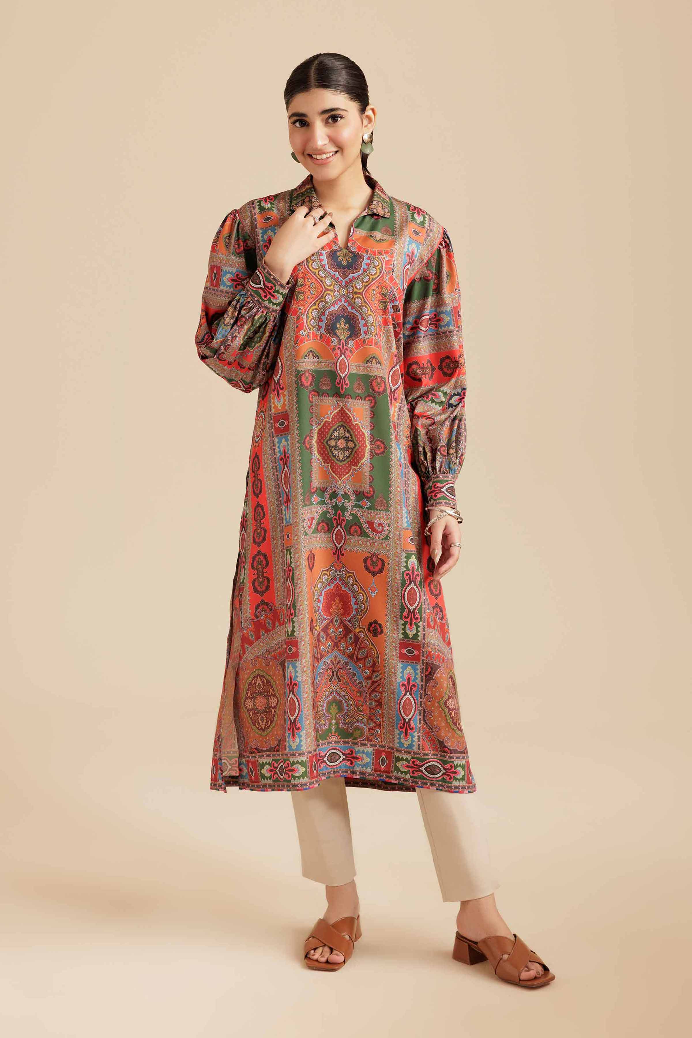 NISHATUAE - Multi Printed Grip Silk Ready to wear Tunic