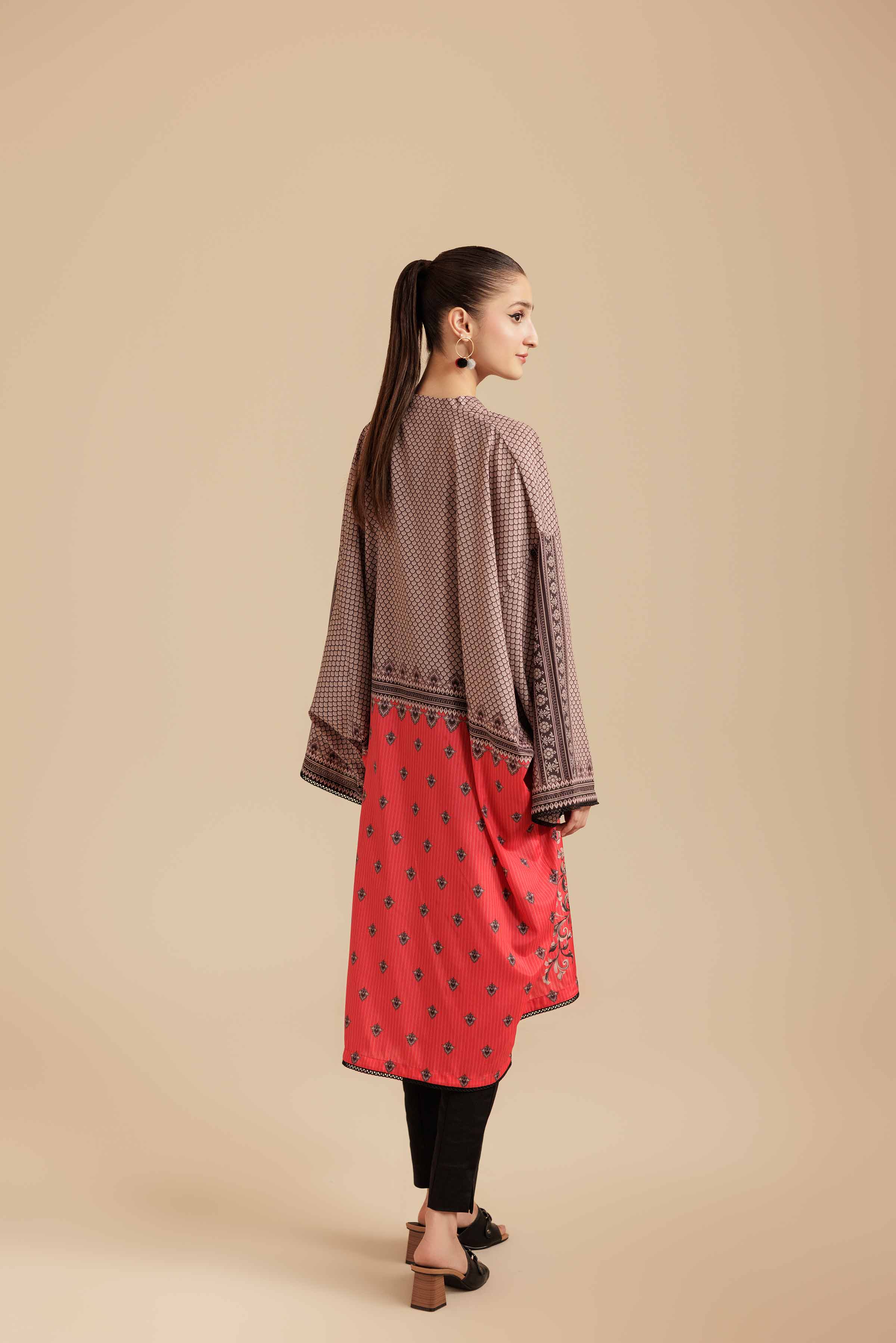 NISHATUAE - Red Printed Silk Ready to wear Tunic