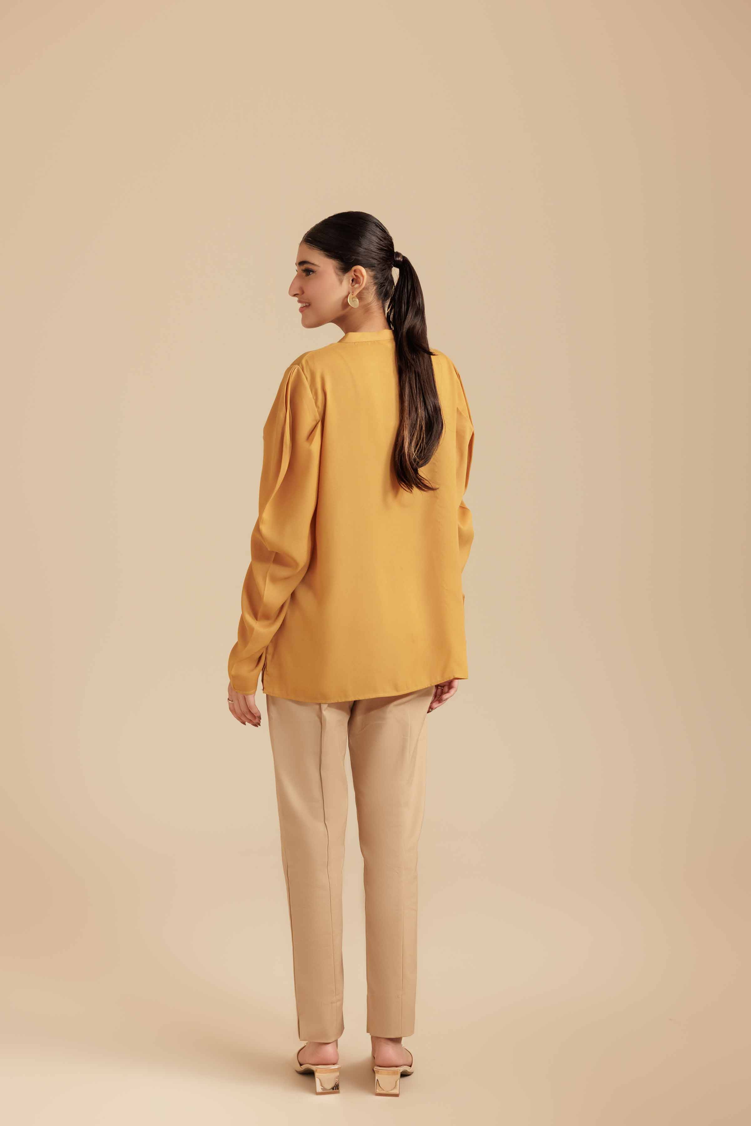 NISHATUAE - Mustard Embroidered Georgette Ready to wear Tunic