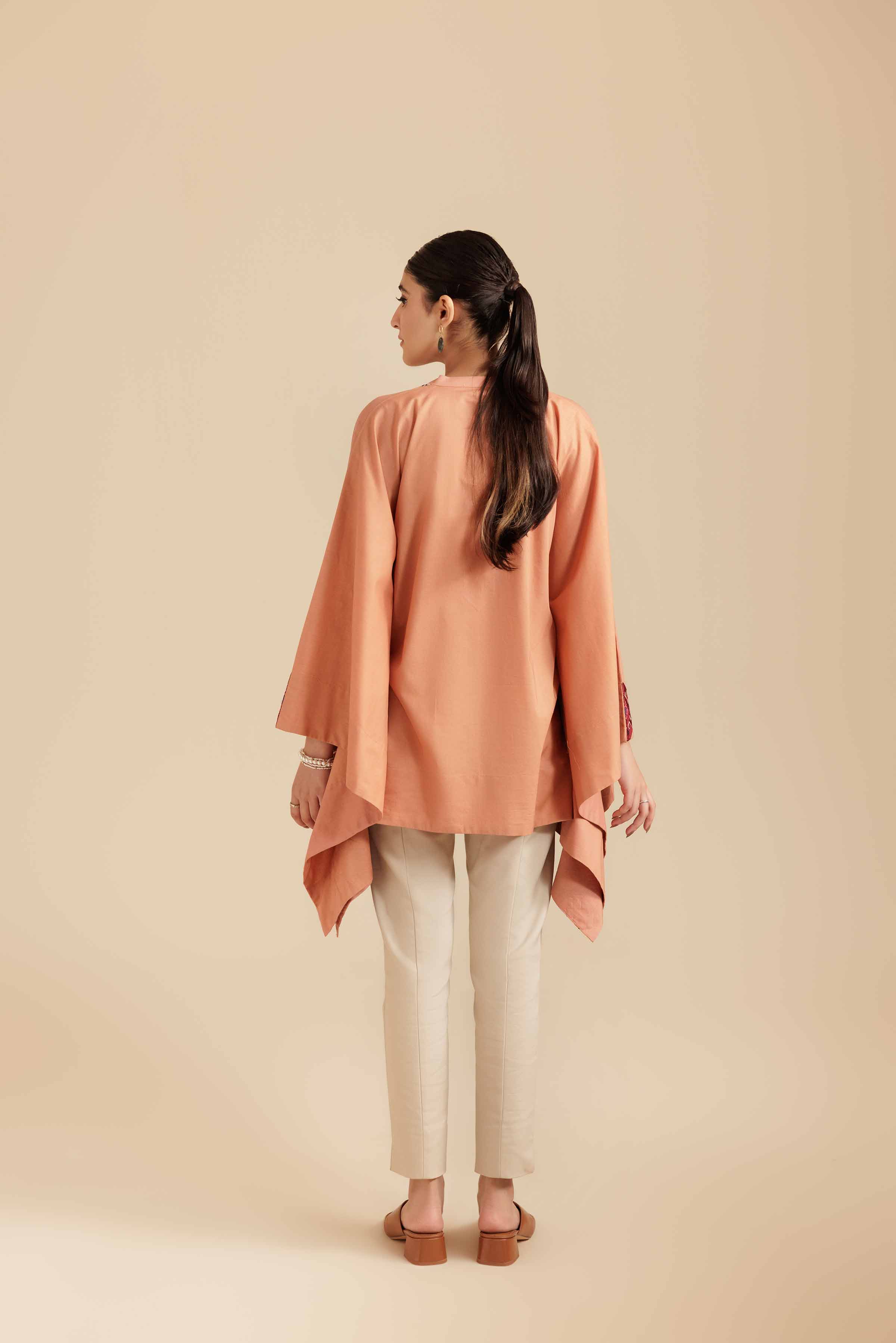 NISHATUAE - Rust Embroidered Cambric Ready to wear Tunic