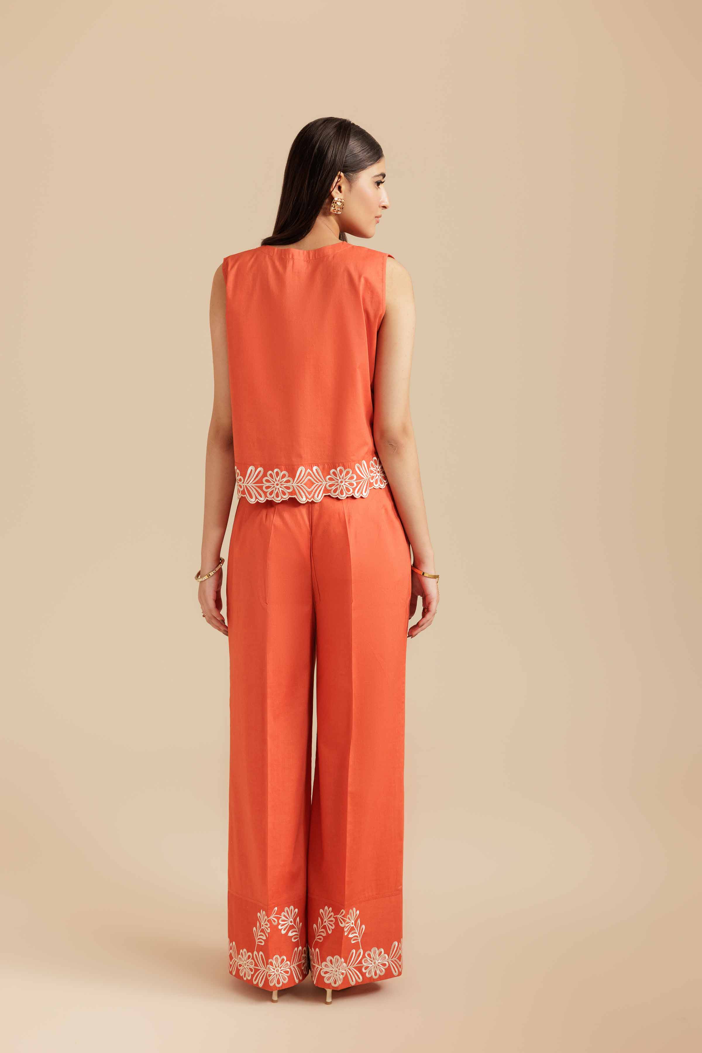 NISHATUAE - Rust Embroidered Cambric 2-piece Ready to wear Dress