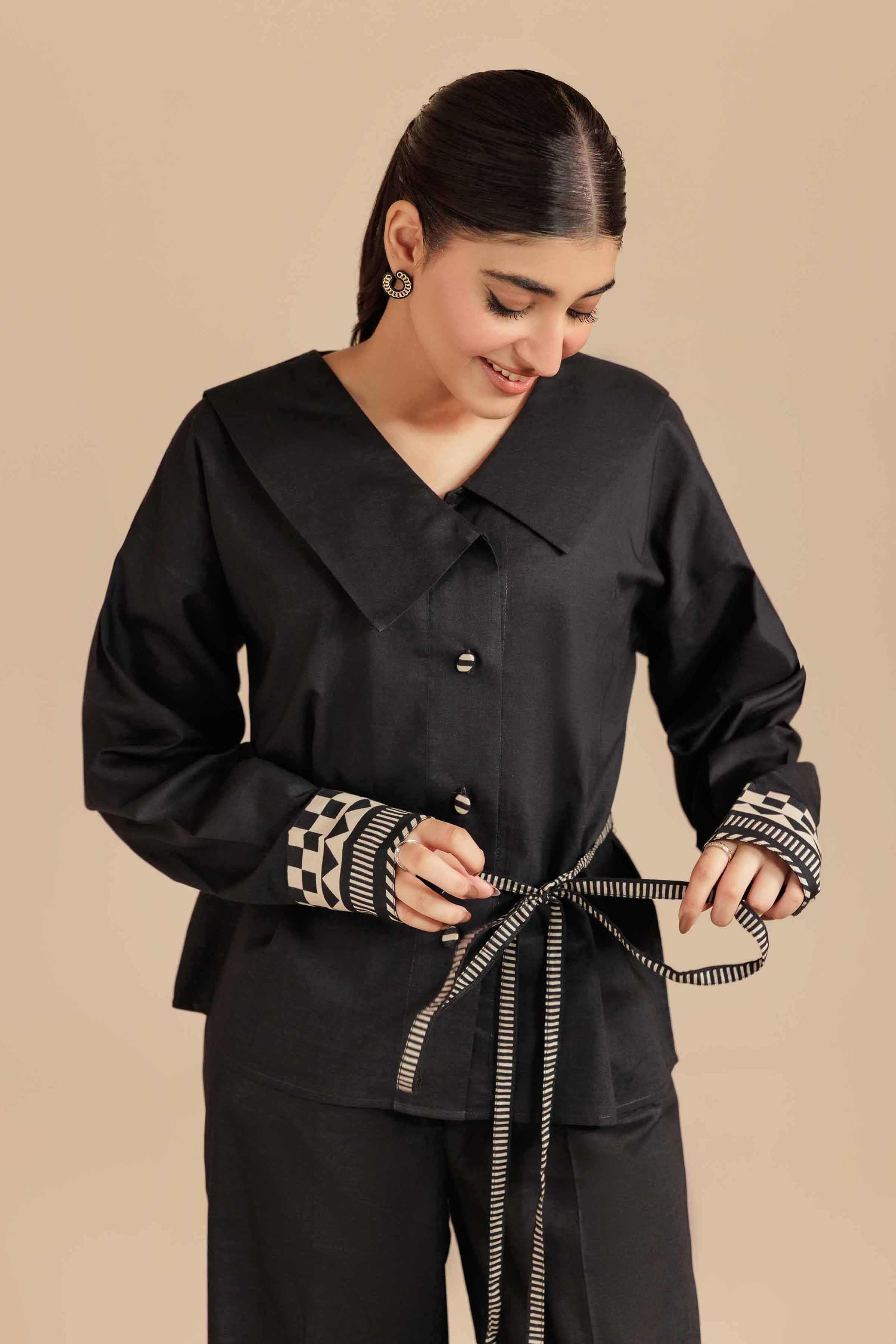 NISHATUAE - Black Printed Cambric 2-piece Ready to wear Dress