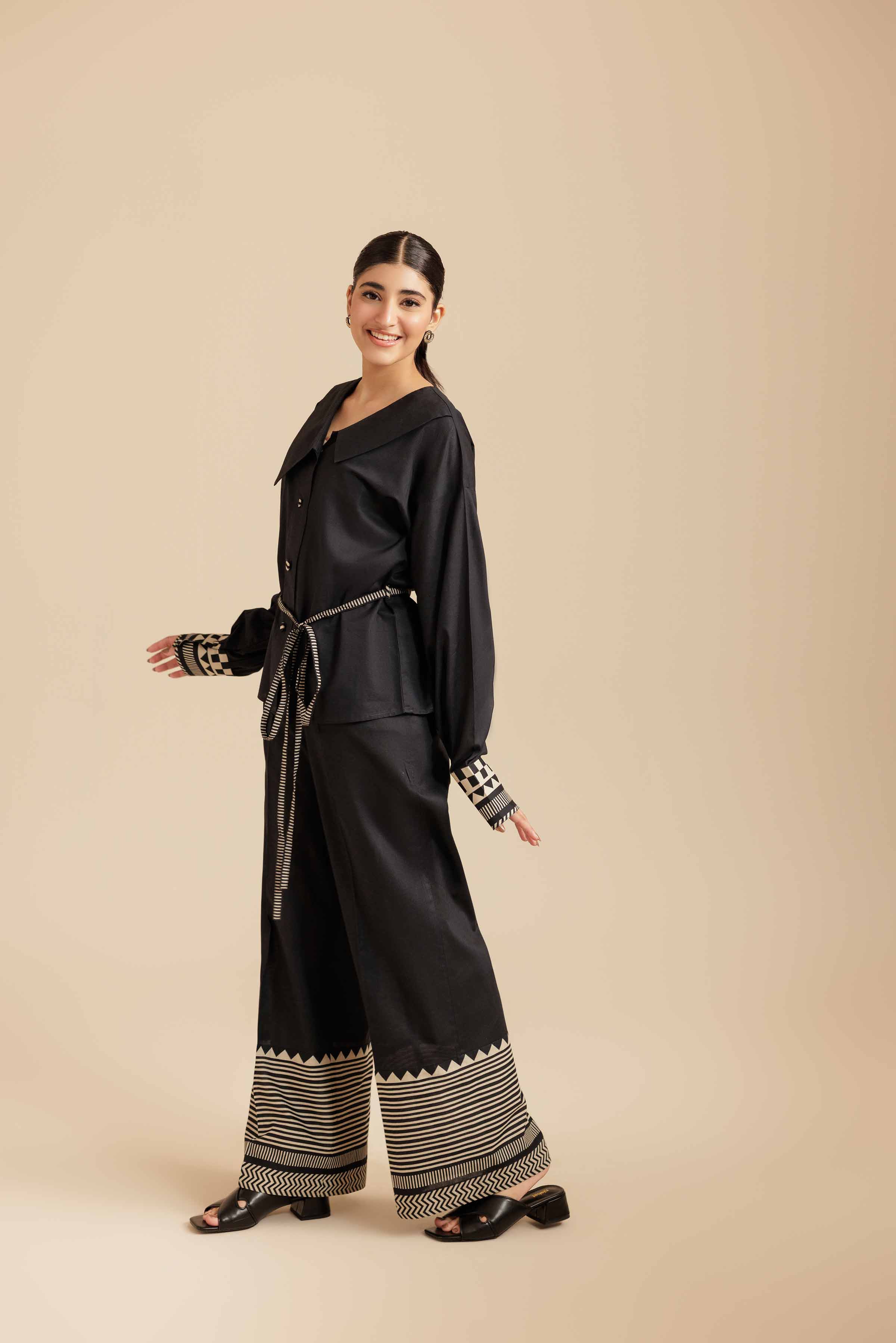 NISHATUAE - Black Printed Cambric 2-piece Ready to wear Dress