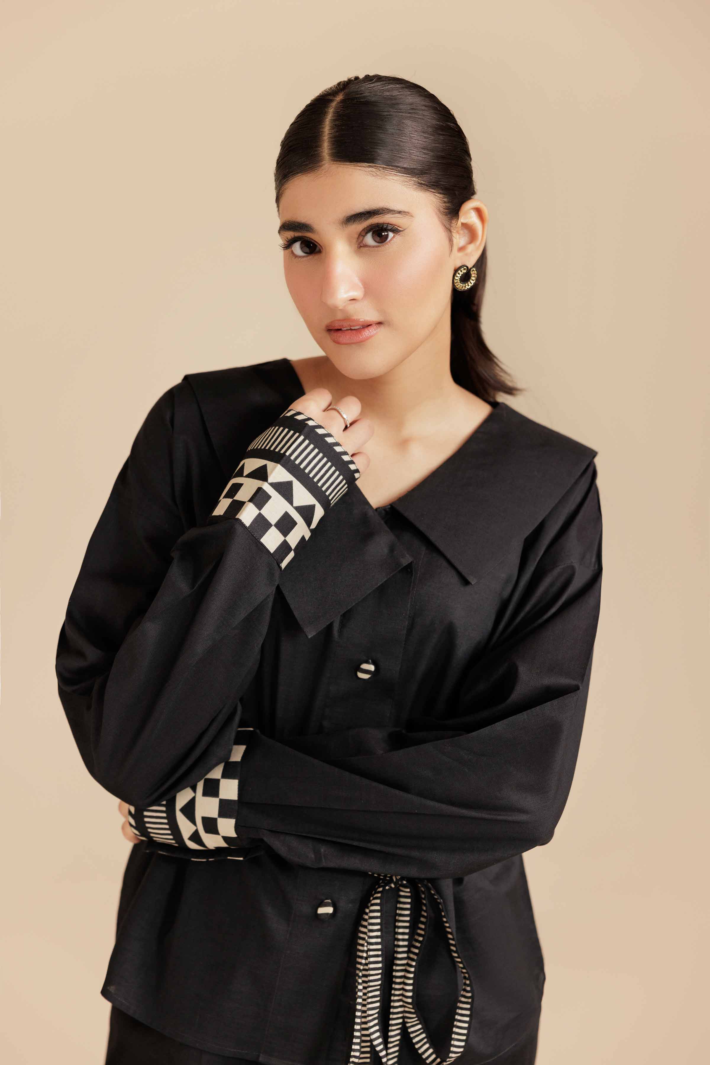 NISHATUAE - Black Printed Cambric 2-piece Ready to wear Dress