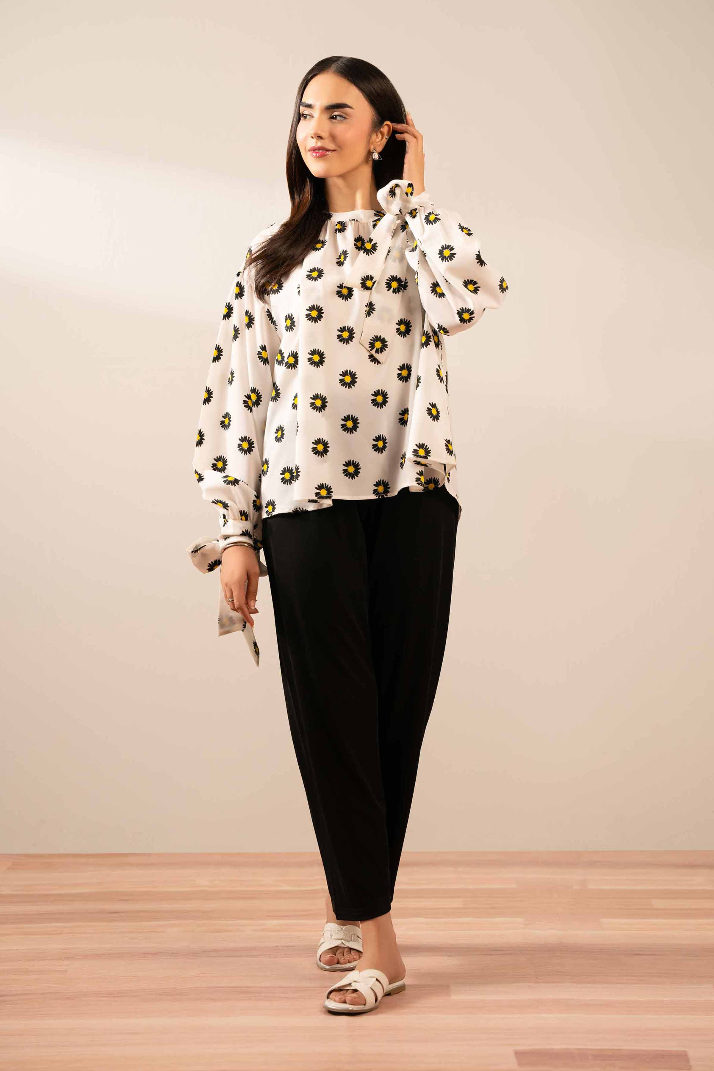 NISHATUAE - White Printed Georgette Ready to wear Tunic