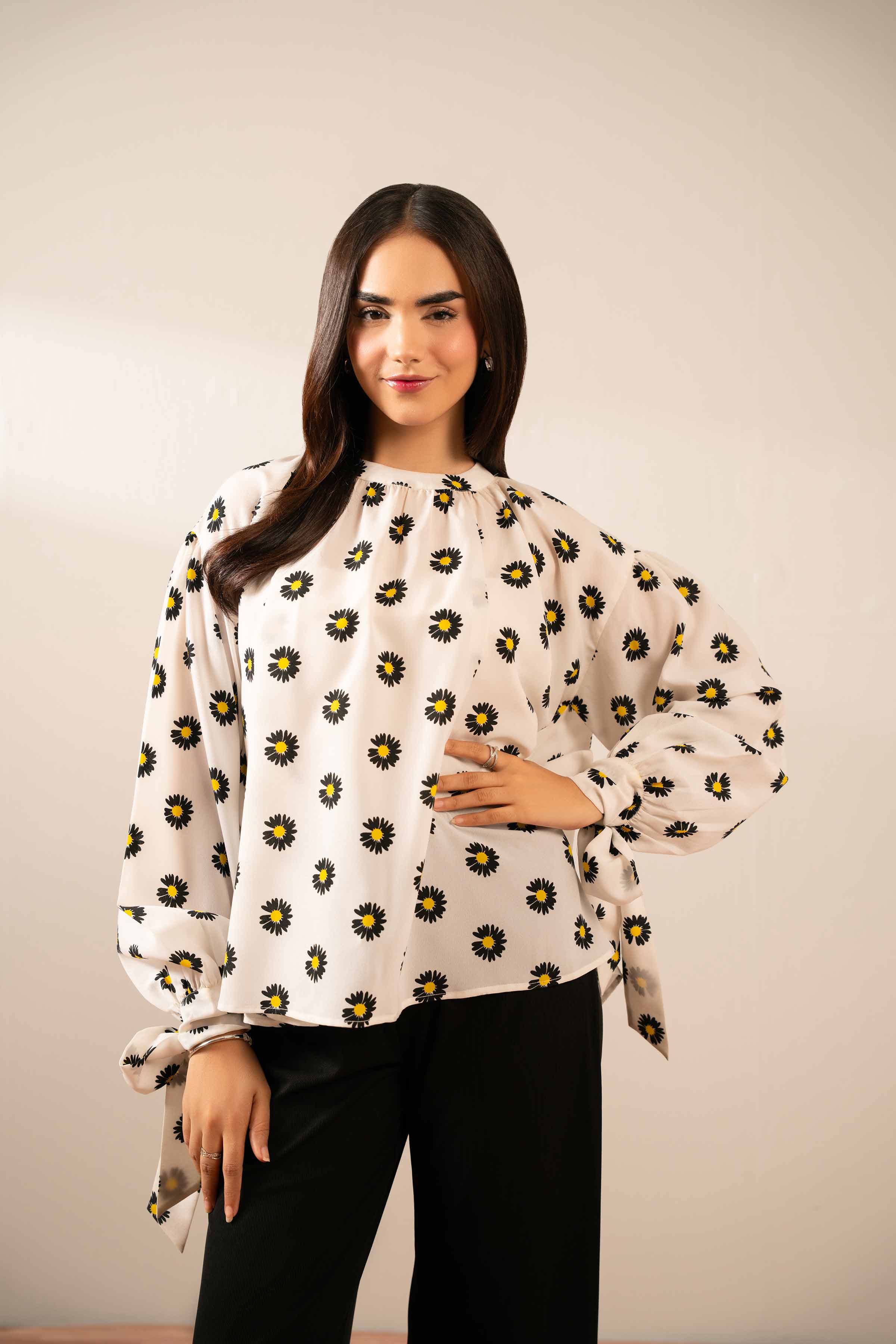 NISHATUAE - White Printed Georgette Ready to wear Tunic