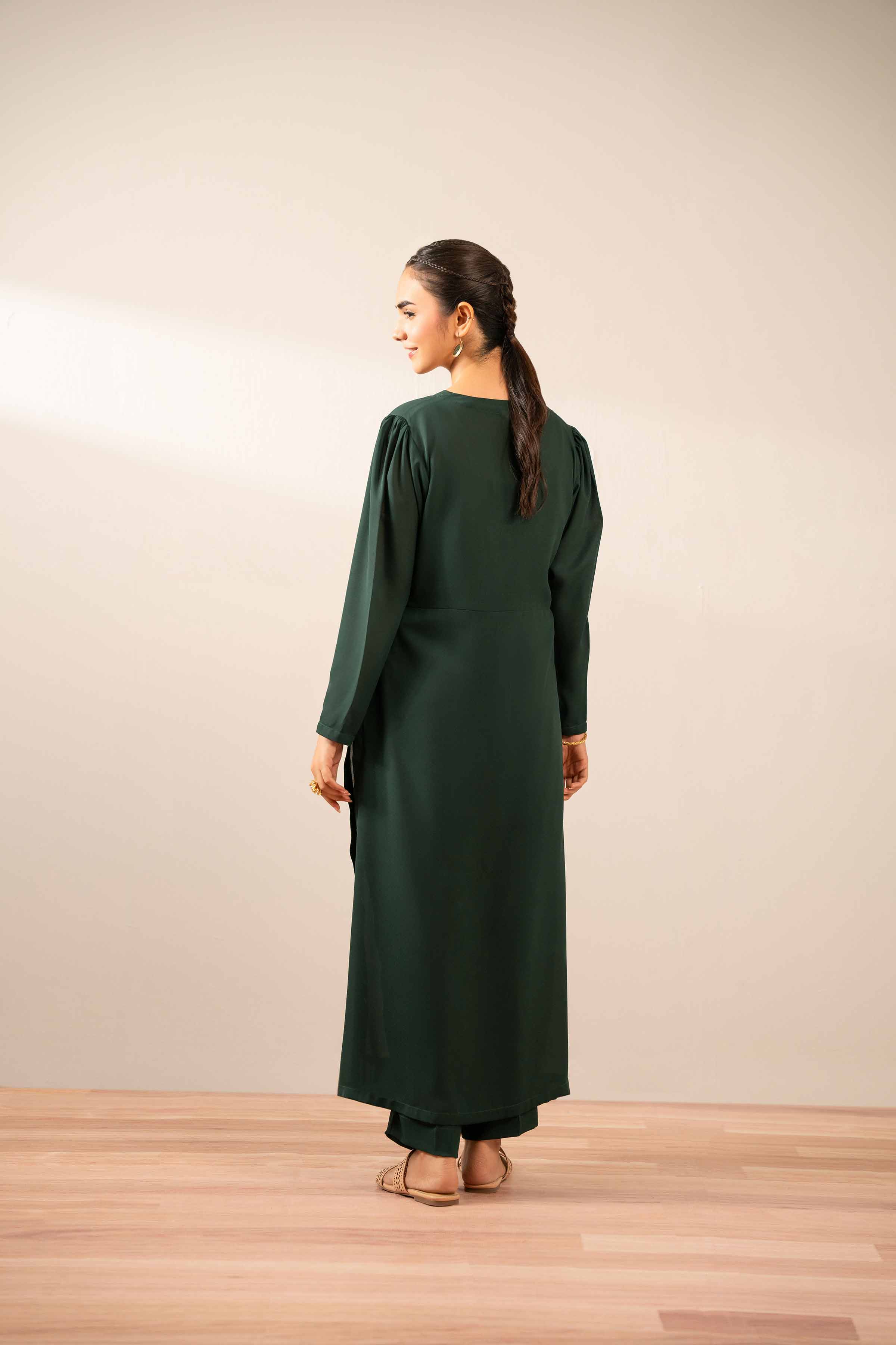 NISHATUAE - Green Embroidered Georgette 2-piece Ready to wear Dress