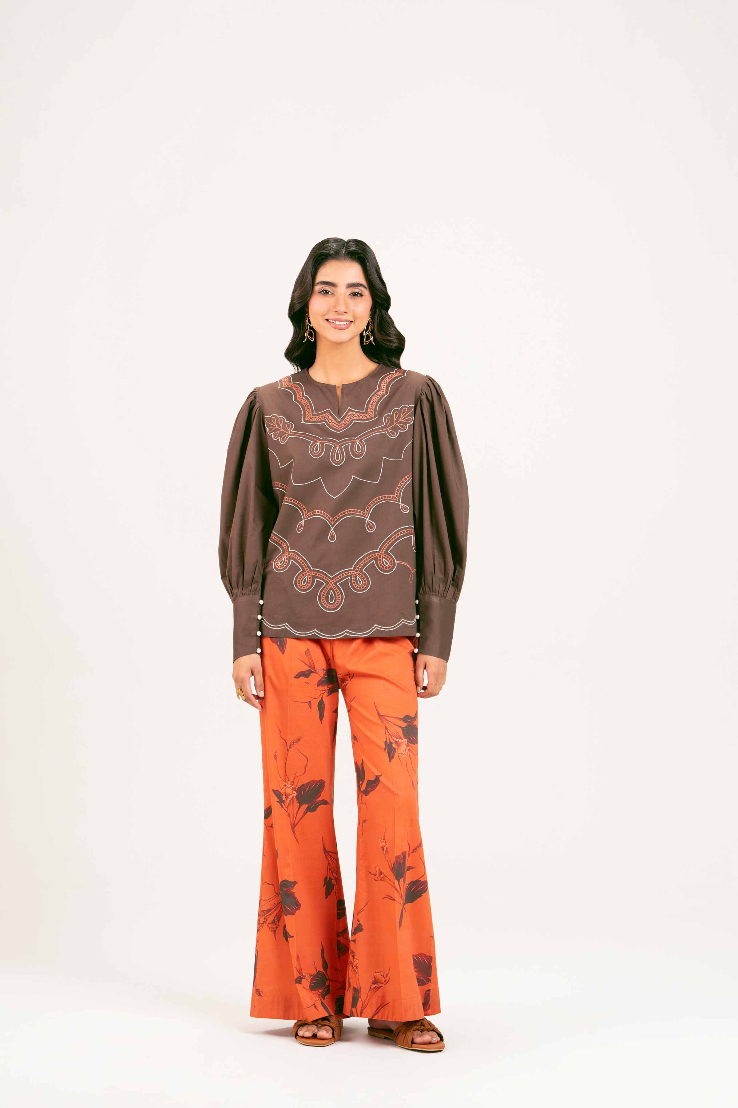 2 Piece - Printed Embroidered Suit - AS25-48