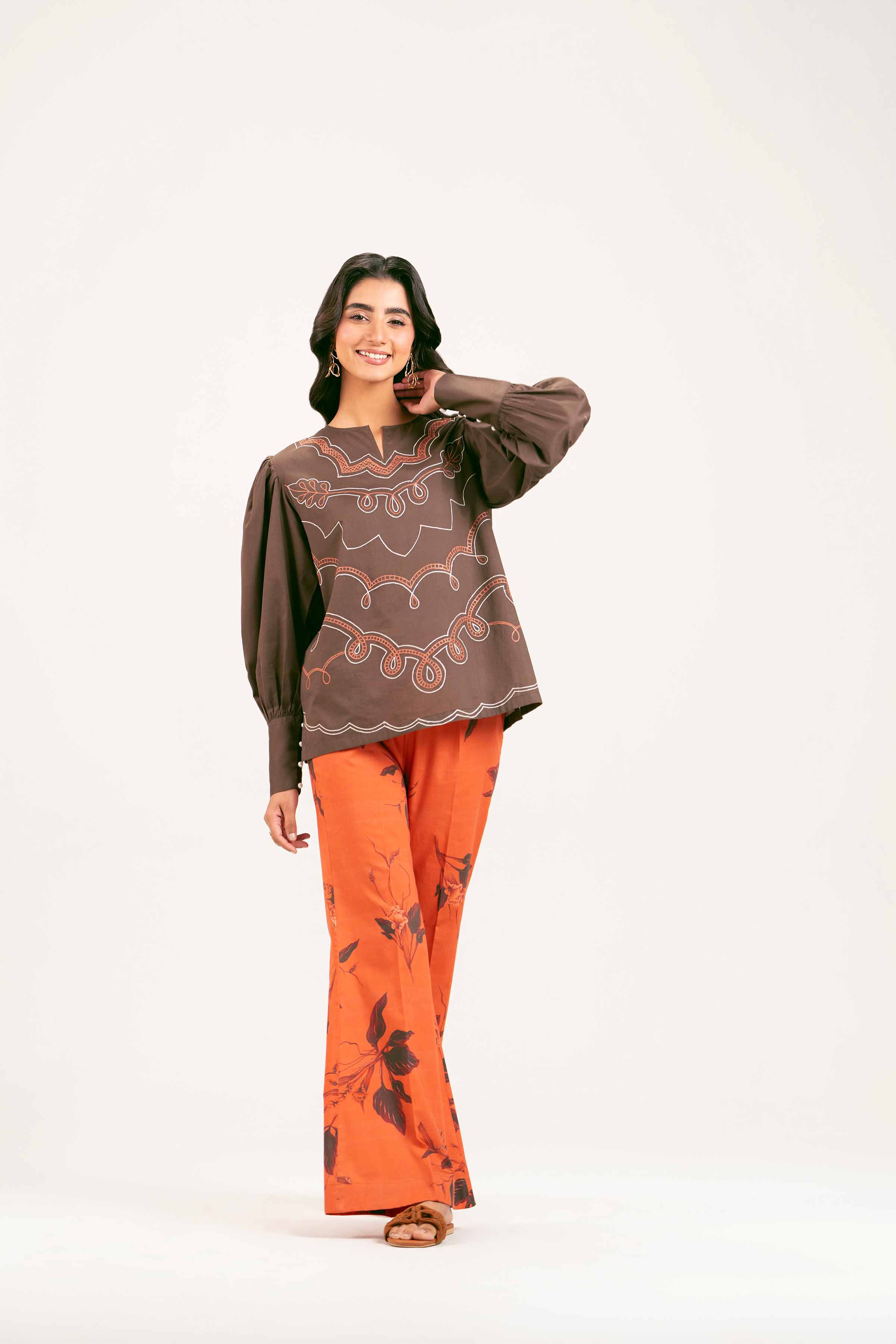 2 Piece - Printed Embroidered Suit - AS25-48