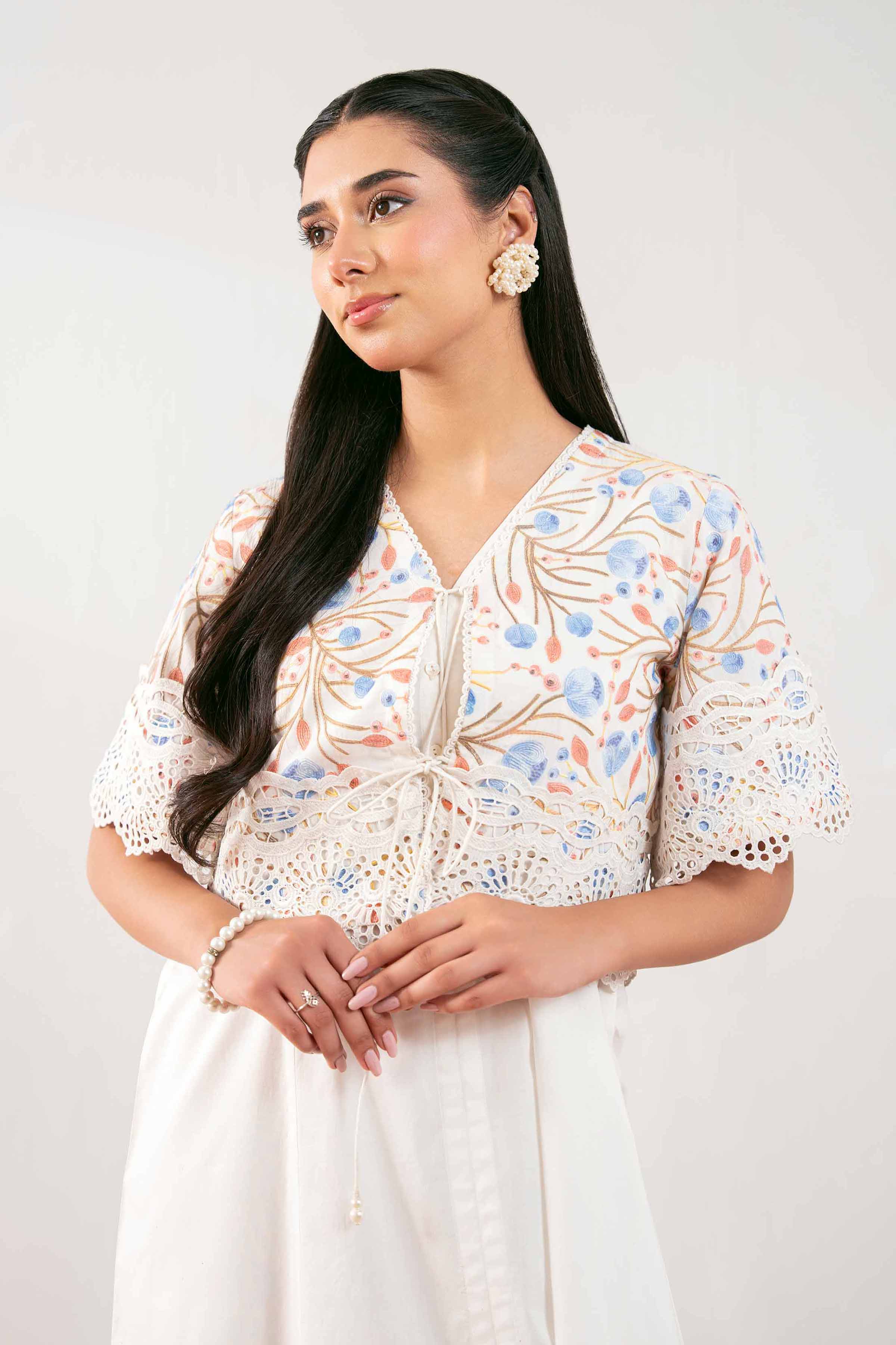 NISHATUAE - White Solids Cambric 2-piece Ready to wear Dress