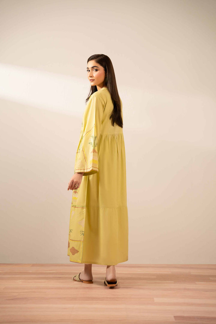 NISHATUAE - Green Embroidered Cambric Ready to wear Dress
