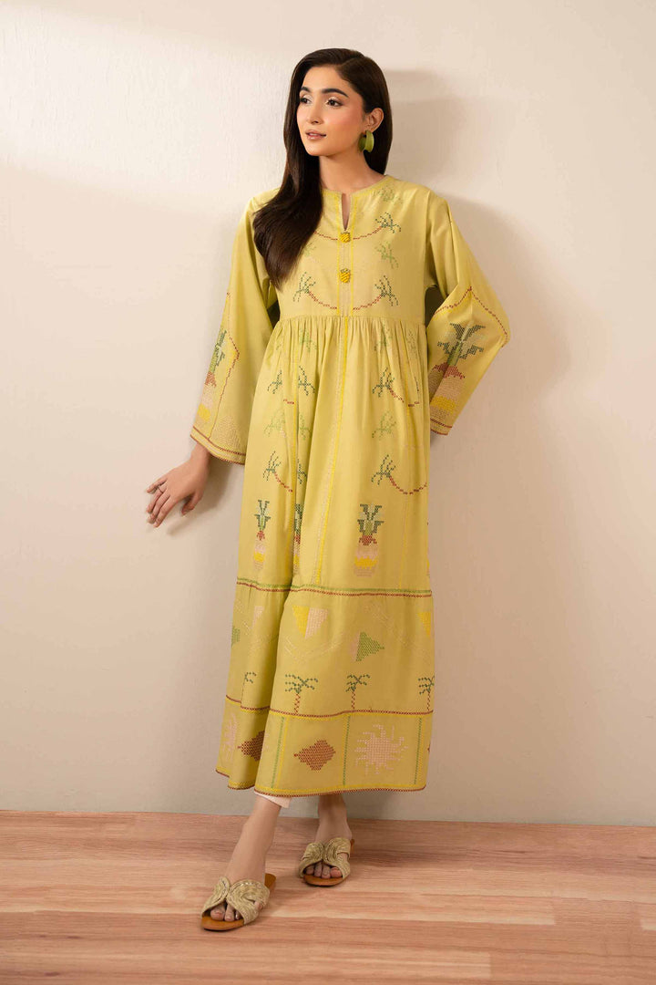 NISHATUAE - Green Embroidered Cambric Ready to wear Dress