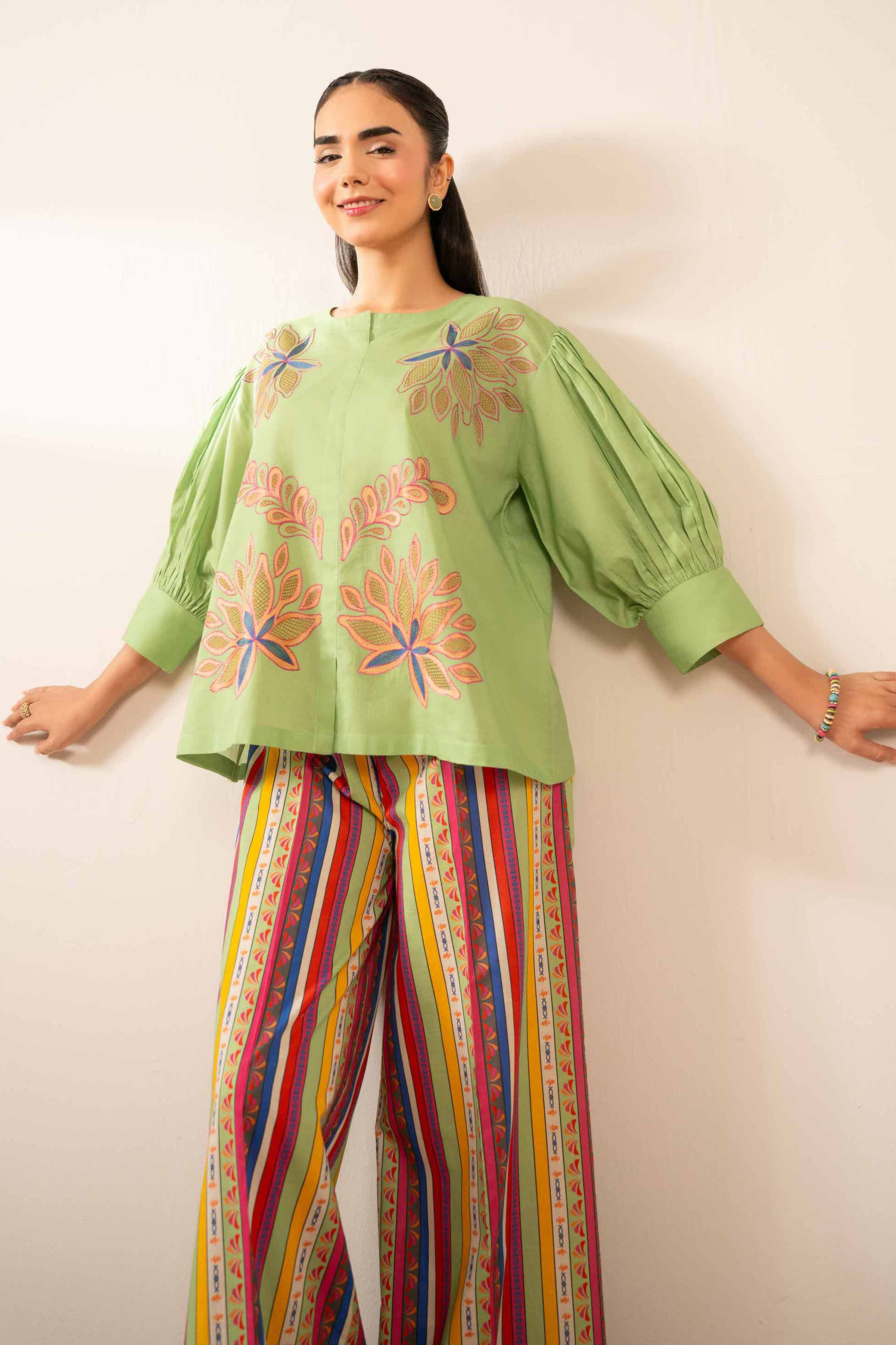 2 Piece - Printed Embroidered Suit - AS25-96