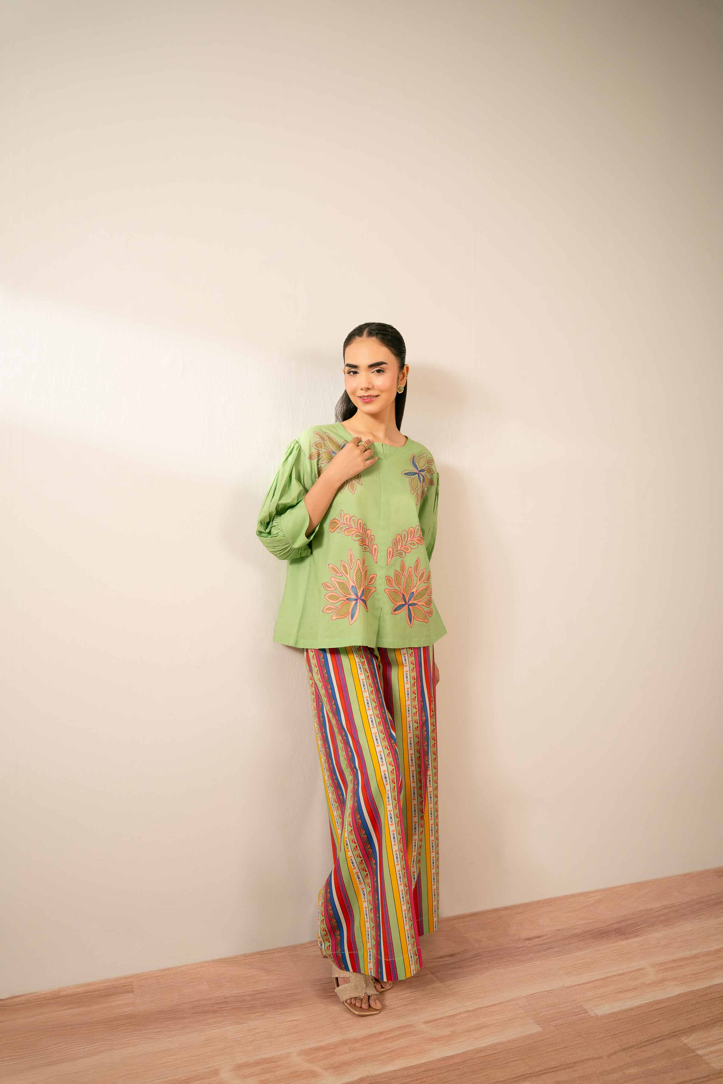 2 Piece - Printed Embroidered Suit - AS25-96