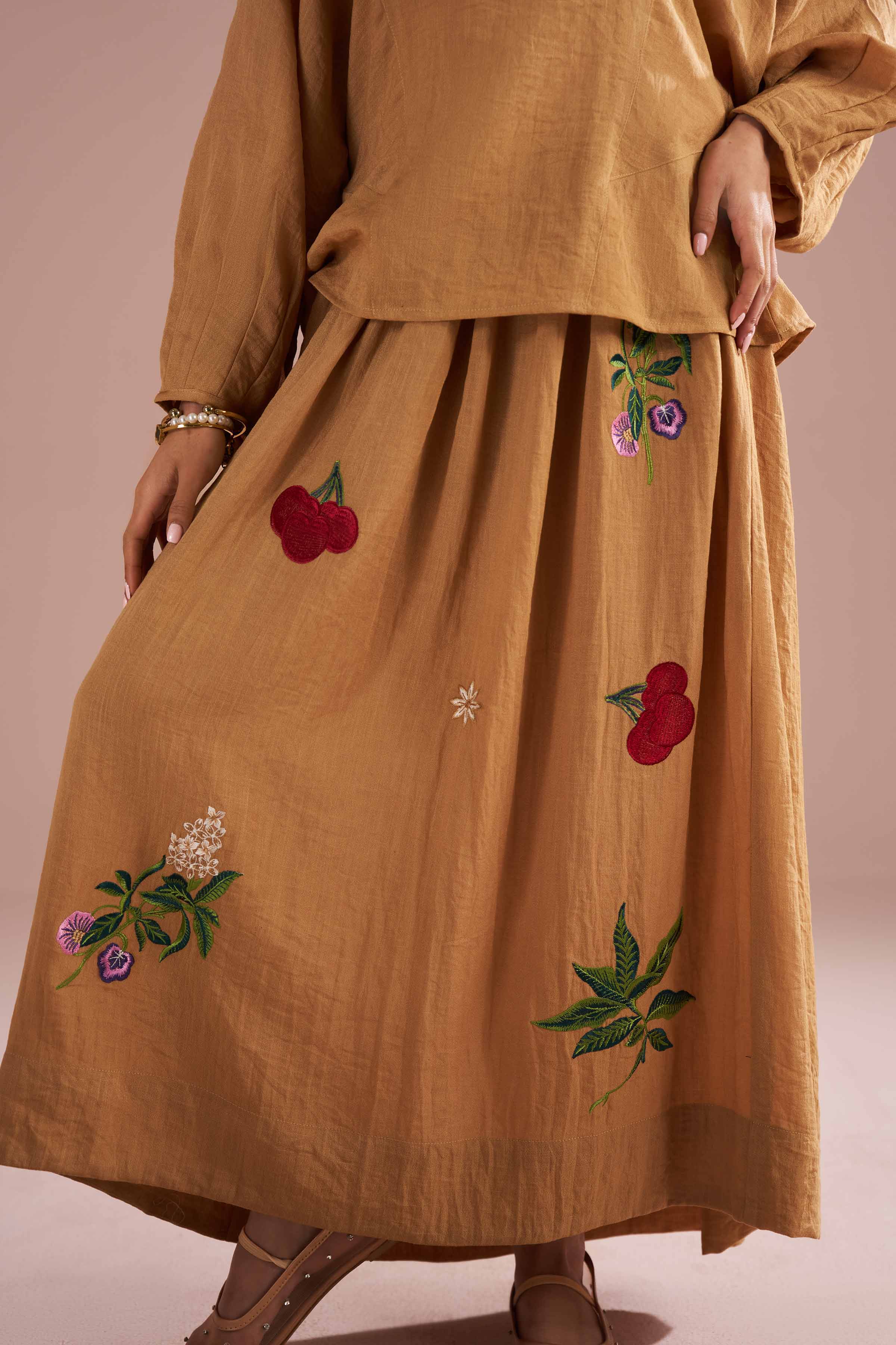 2 Piece - Embroidered Suit - AS26-07 Beige Cotton 2PC Embroidered READY TO WEAR