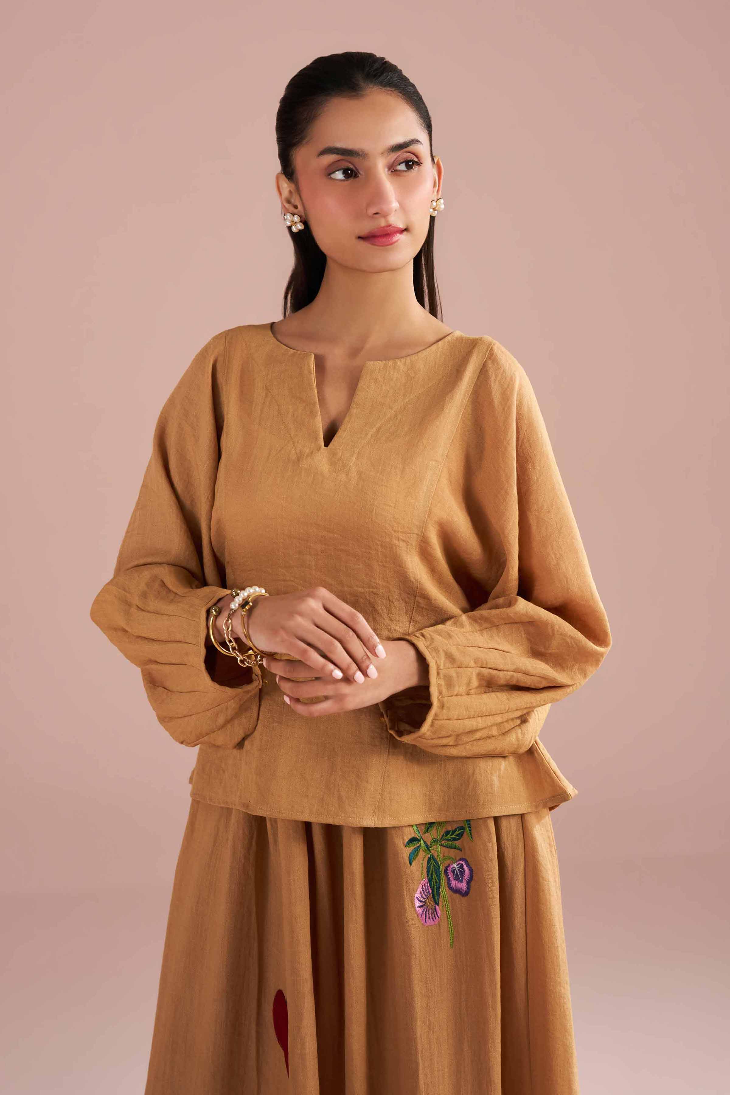 2 Piece - Embroidered Suit - AS26-07 Beige Cotton 2PC Embroidered READY TO WEAR