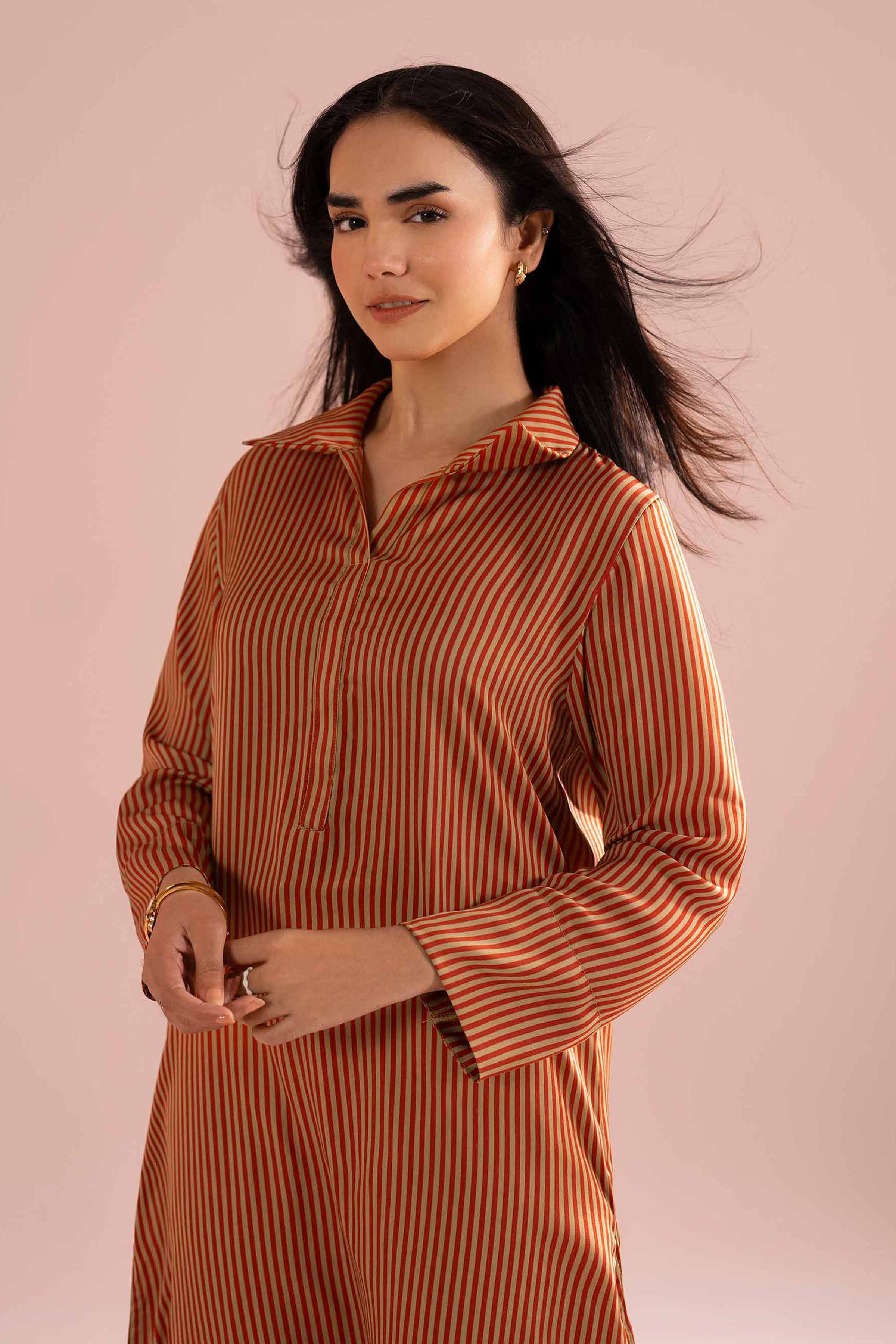 Embroidered Dress - AS26-08 Multi Stripe Chamorse 1PC Embroidered READY TO WEAR