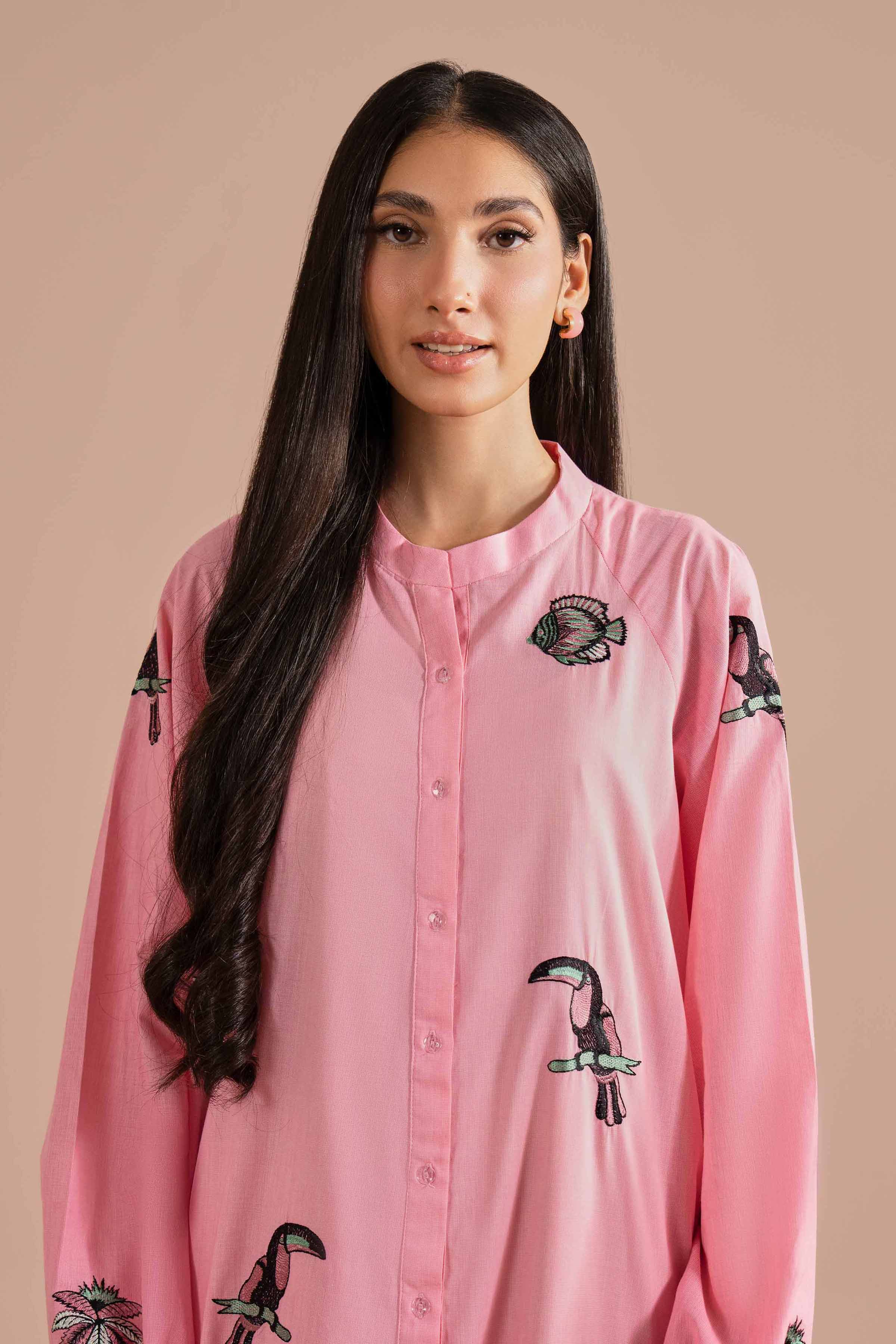 Embroidered Dress - AS26-09 NishatUAE Pink Lawn 1PC Embroidered Ready To Wear