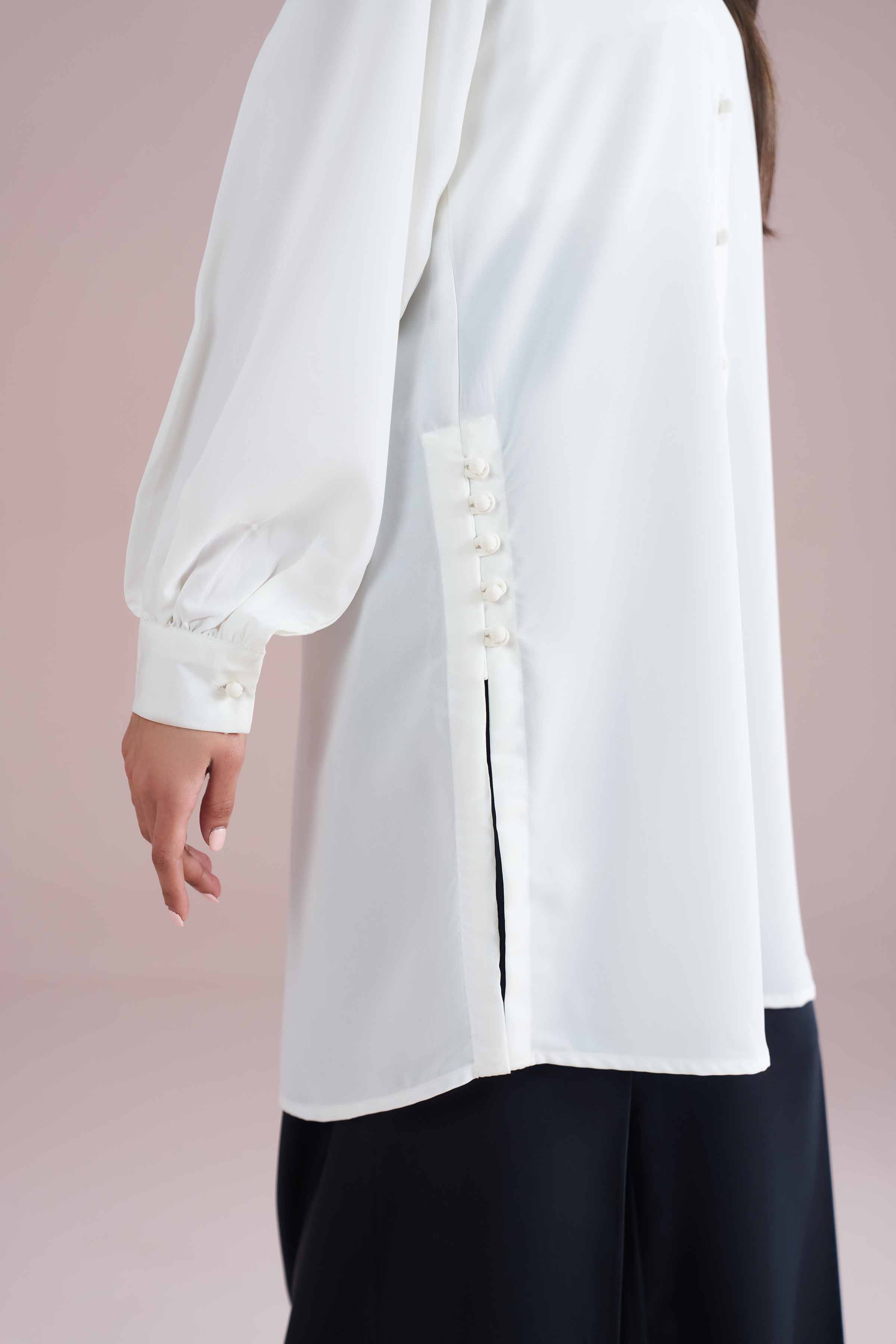 Basic Shirt - AS26-102 White Draw Textured Yarn 1PC Solids READY TO WEAR