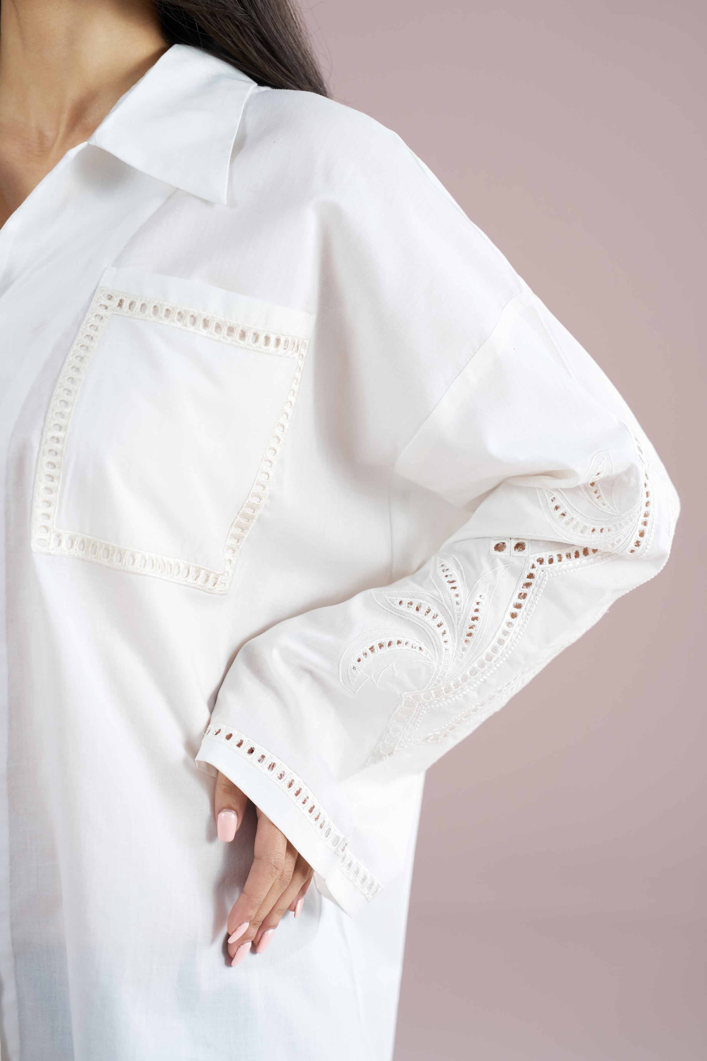 Basic Shirt - AS26-102 White Draw Textured Yarn 1PC Solids READY TO WEAR