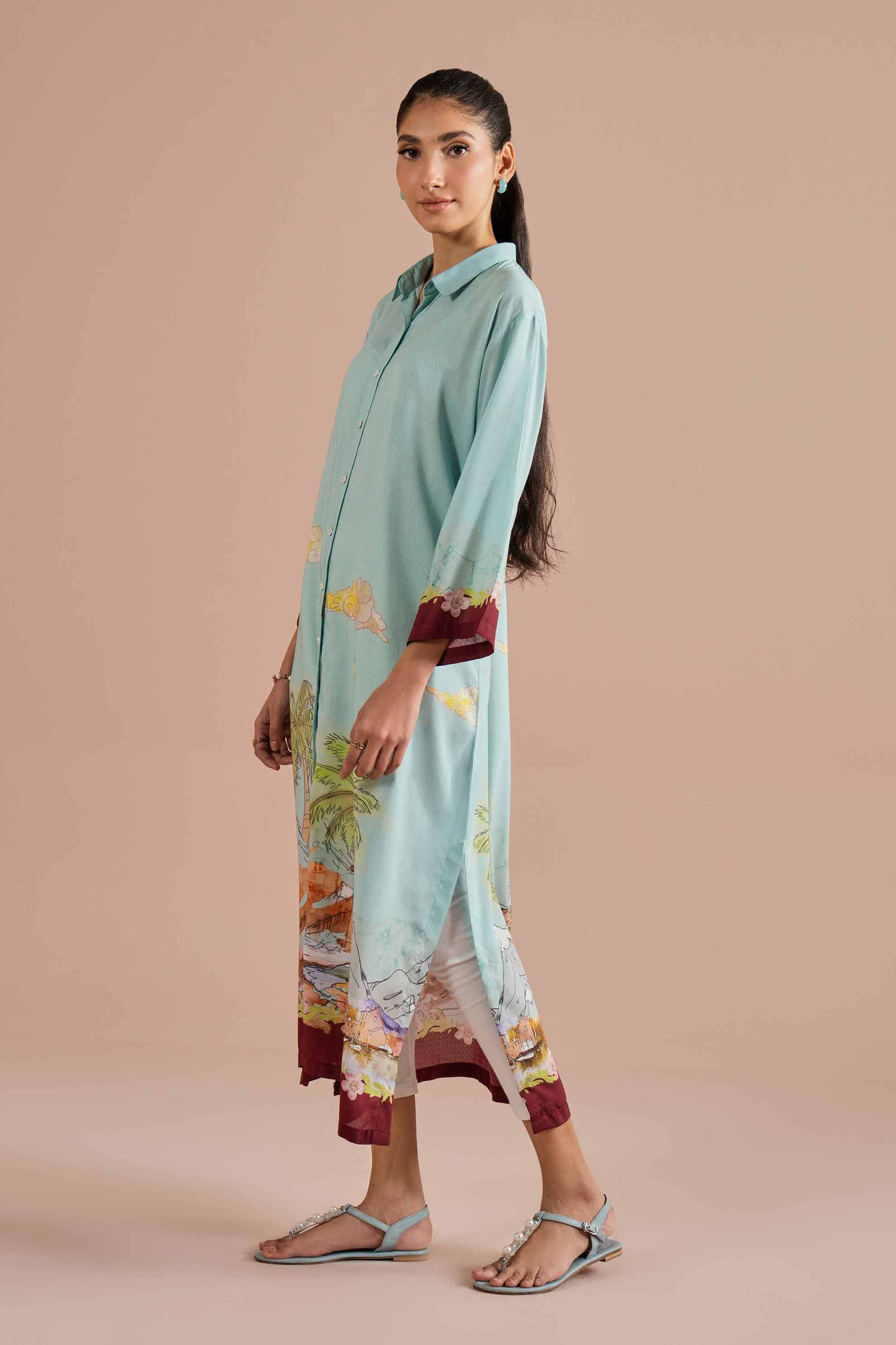 Printed Dress - AS26-14 NishatUAE Blue Dobby 1PC Printed Ready To Wear