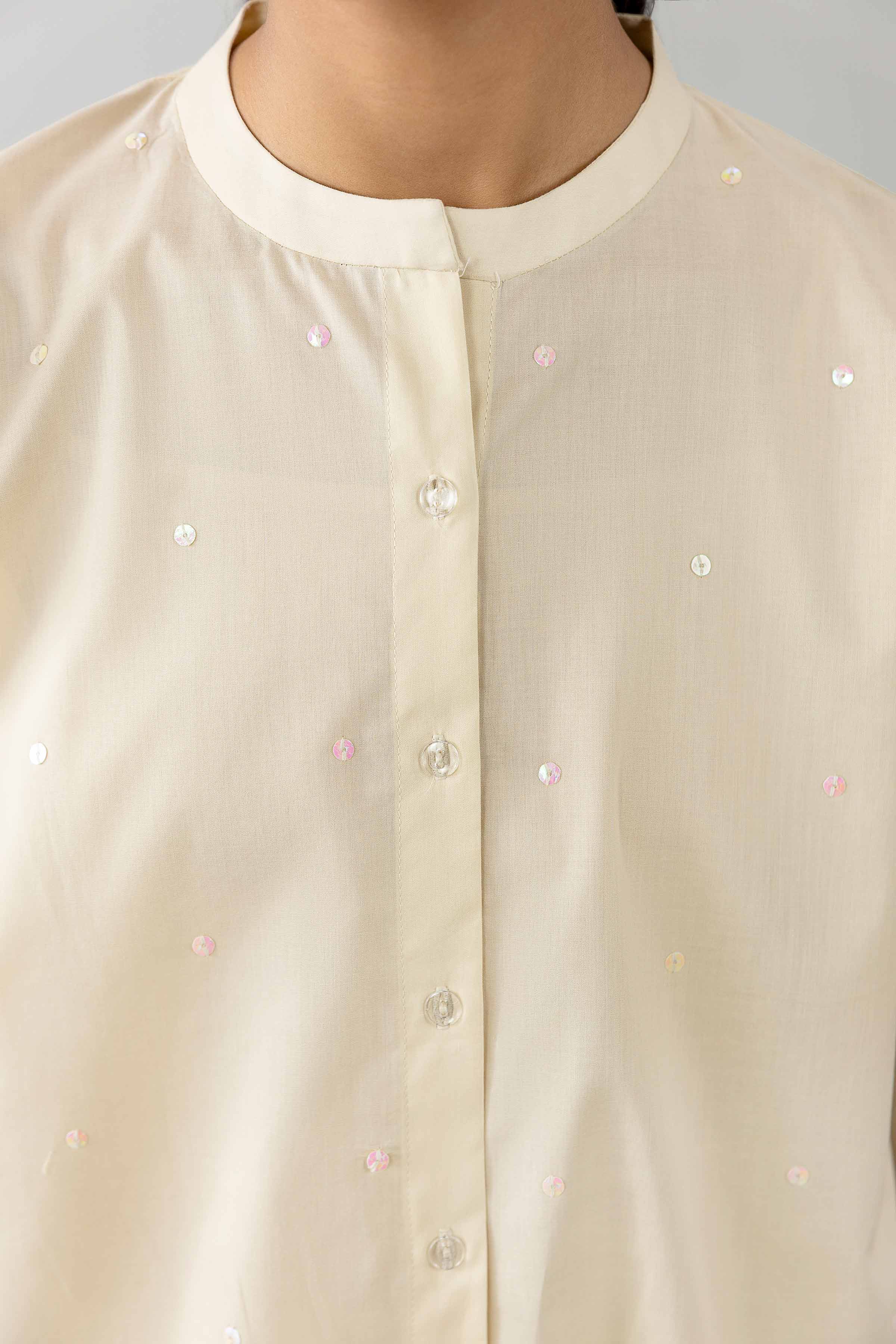 2 Piece - Printed Suit - AS26-20 Off White Cambric 2PC Printed READY TO WEAR