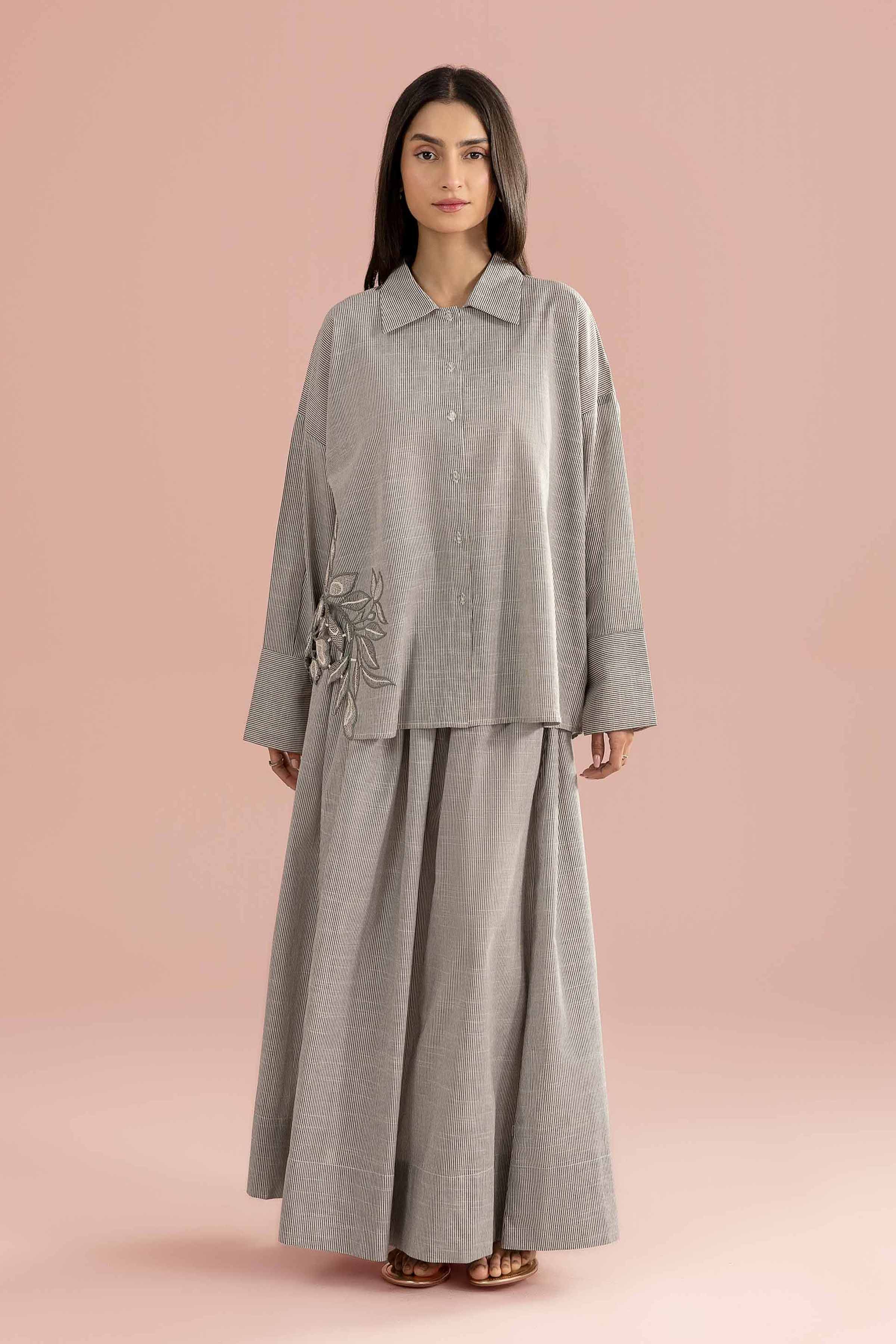 2 Piece - Embroidered Suit - AS26-29 Black Cotton 2PC Embroidered READY TO WEAR